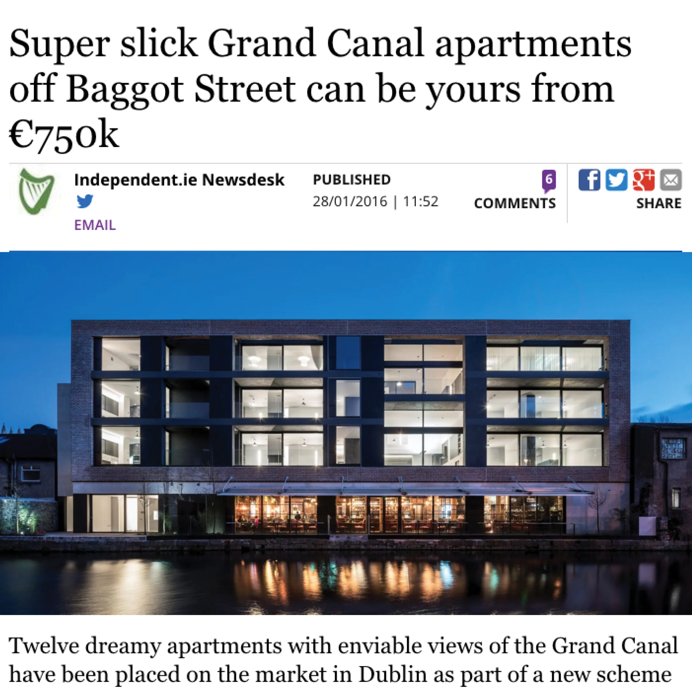 55 Percy Place in the Irish Independent