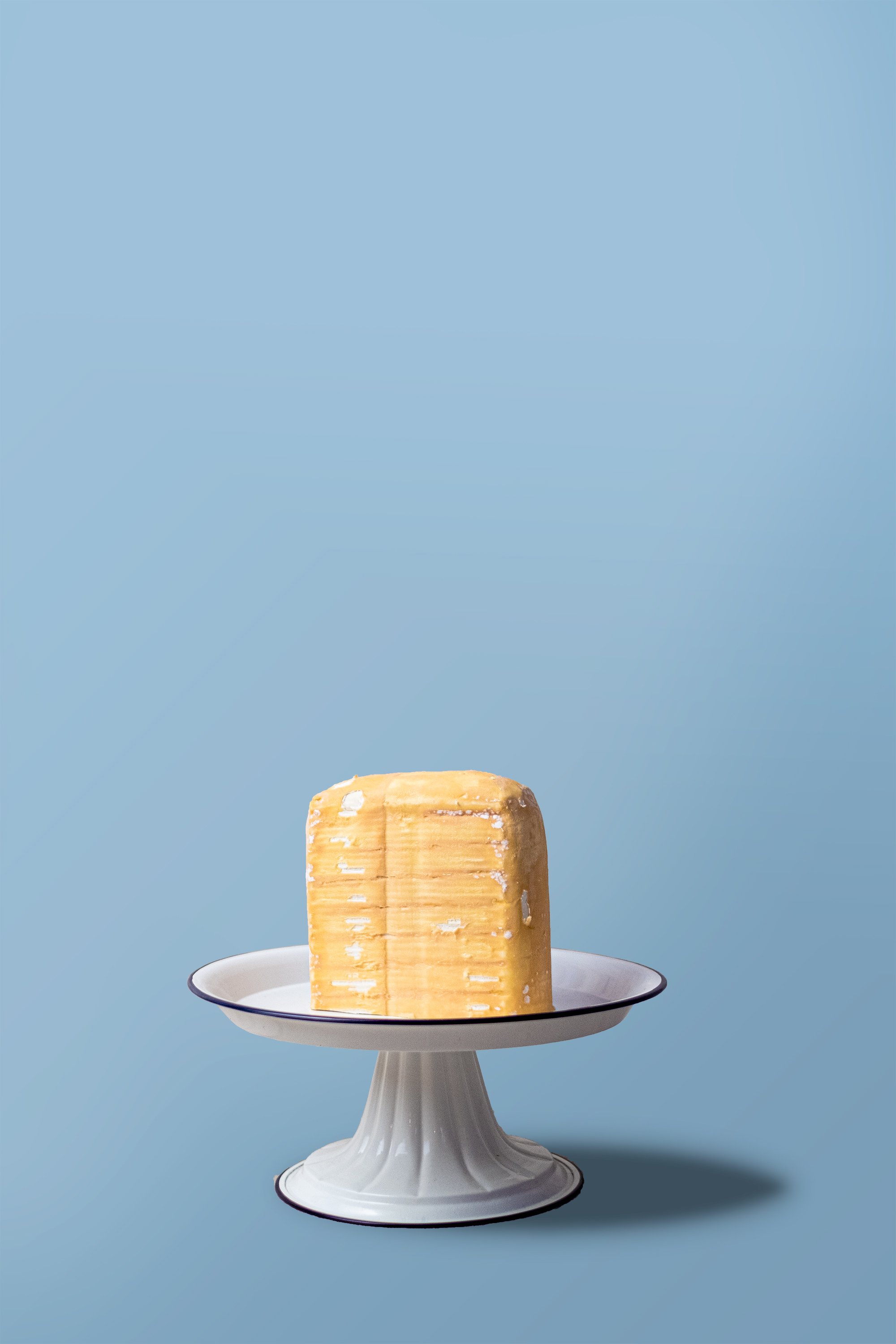  A brick of Eligo on a cake stand 