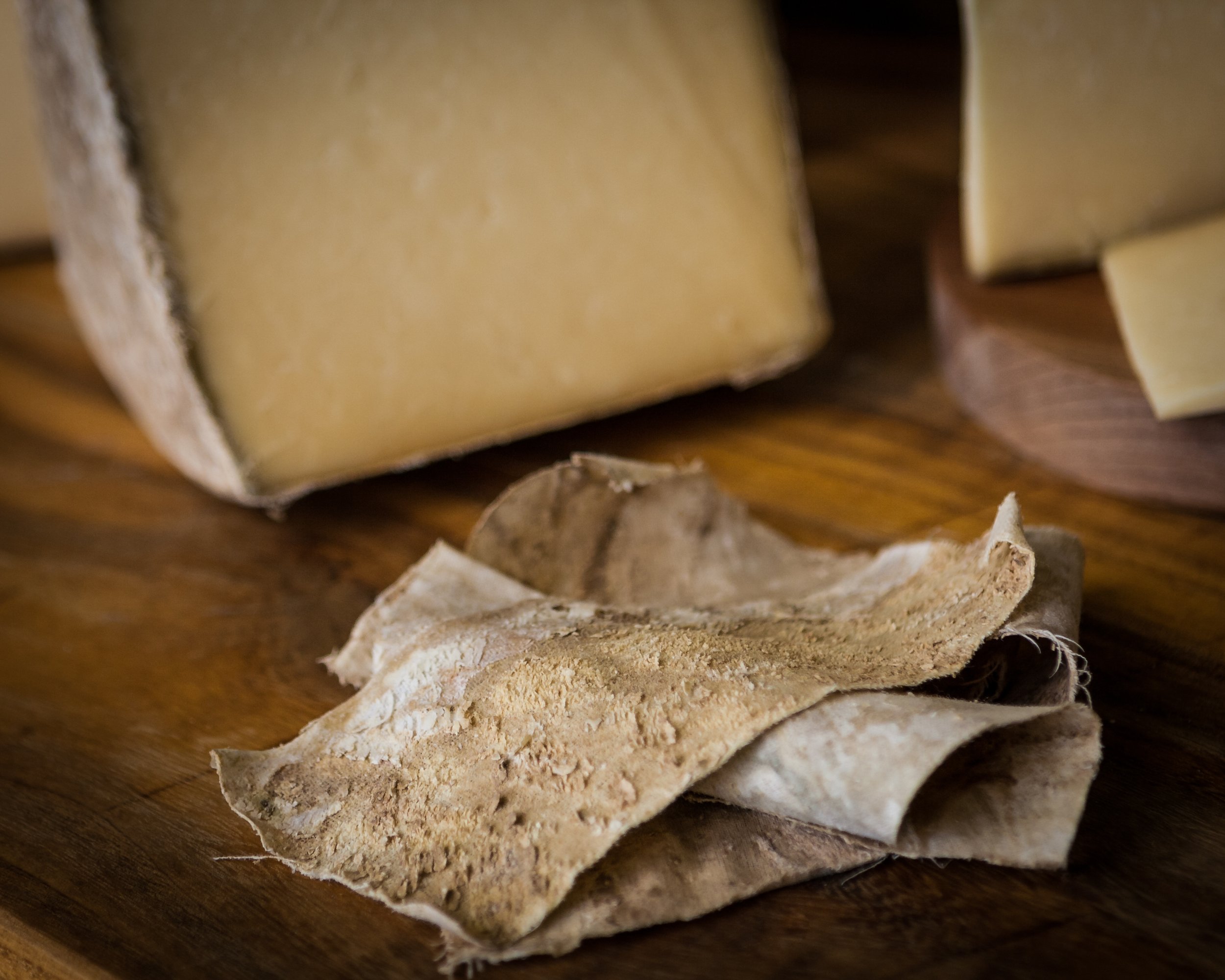 Close-up of the cloth removed from a wheel of Cabot Clothbound Cheddar