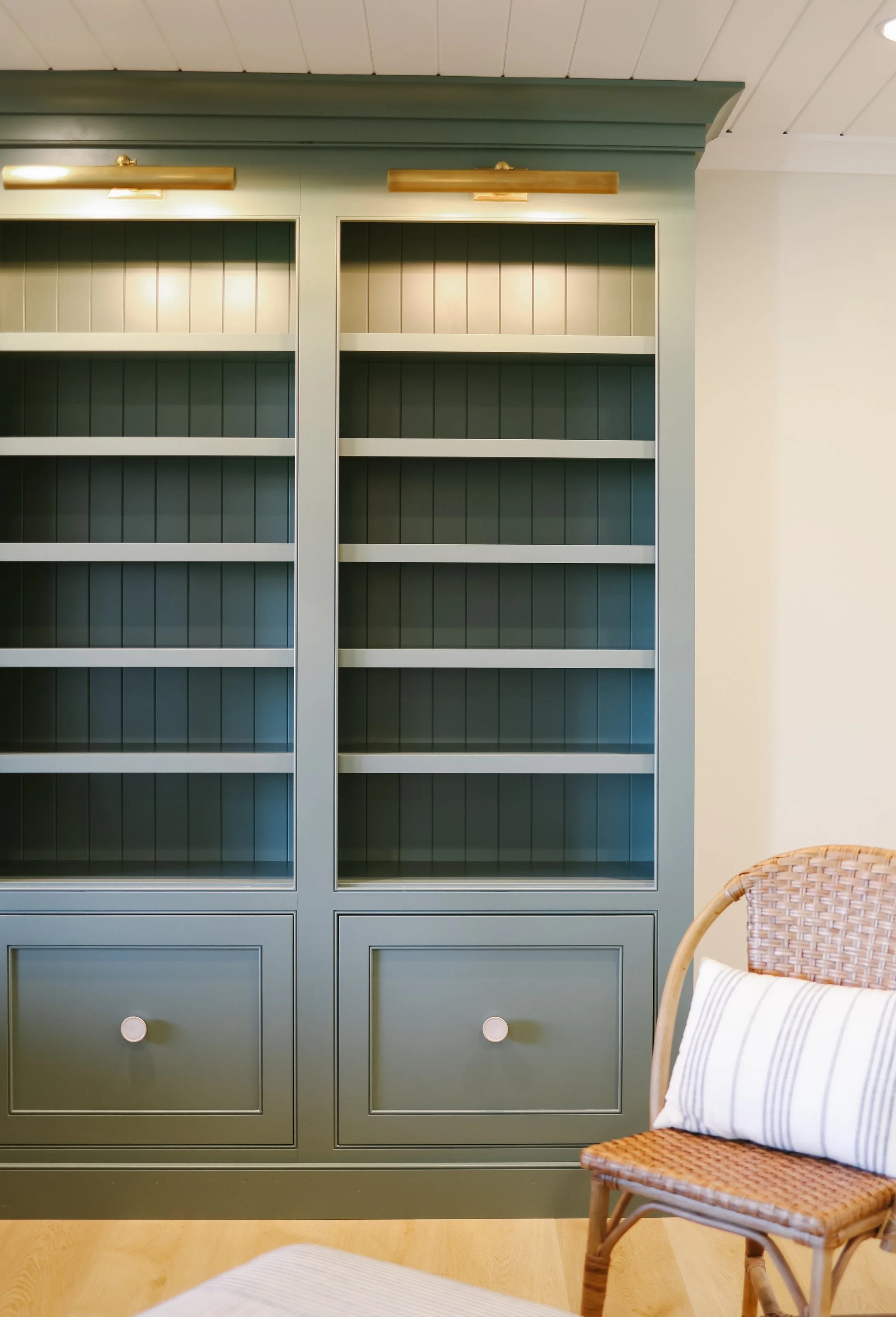 Built In Bookshelves With Custom Molding