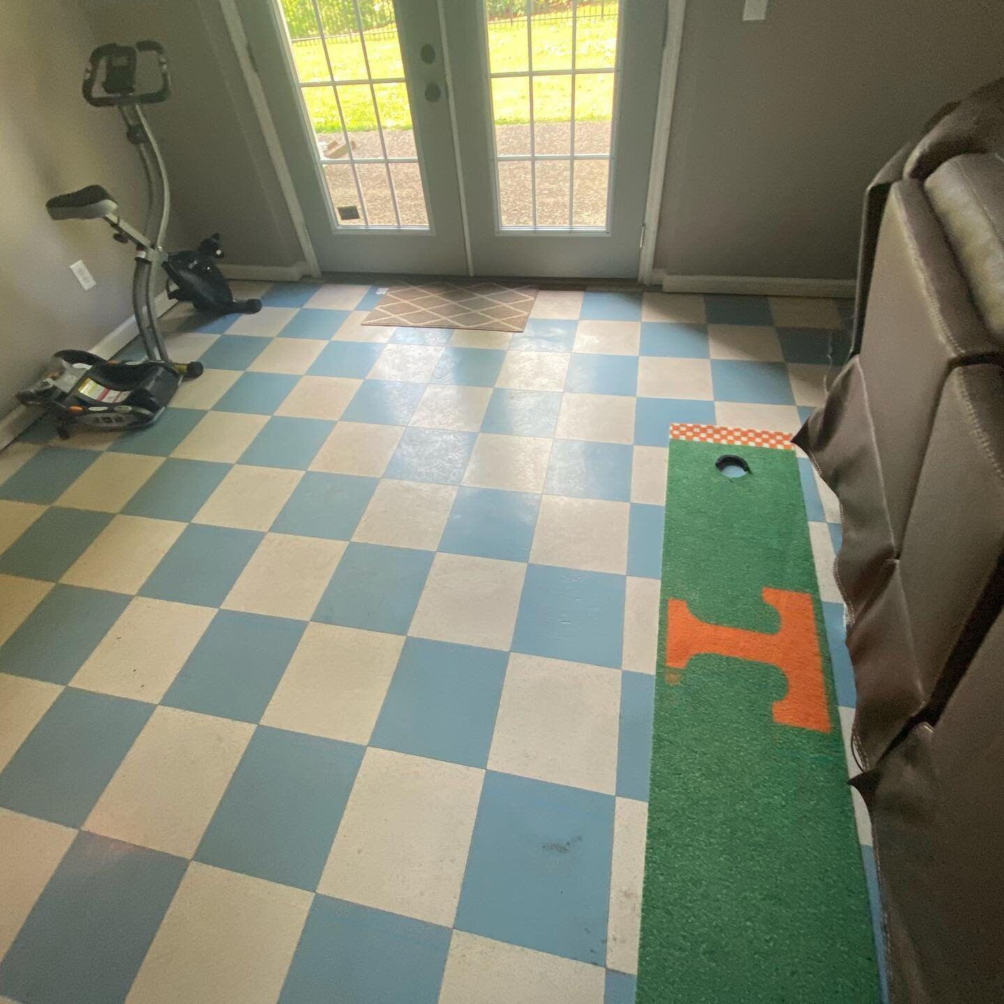 From Titans blue checkerboard tile to beautiful new water proof floors and shoe molding trim. Third Hill Construction transformed @tannerlillicrap and @catherine_lilli movie room floors