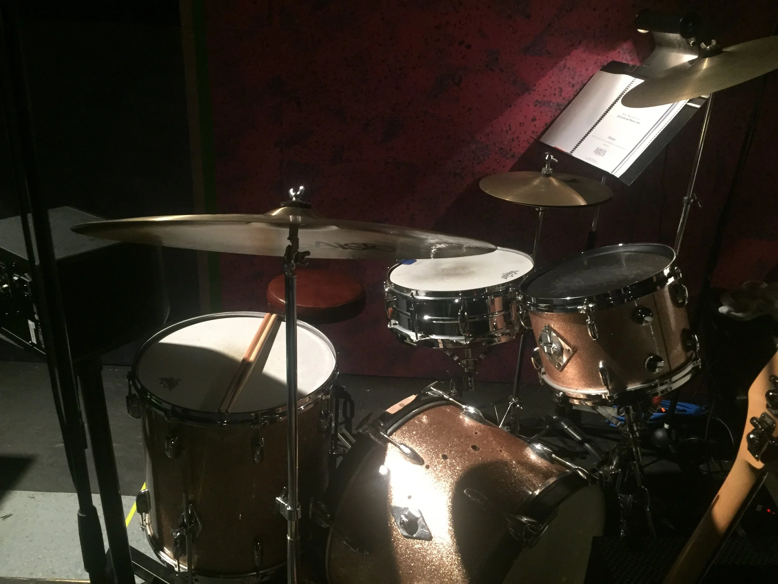 Drum set up for "Grease"