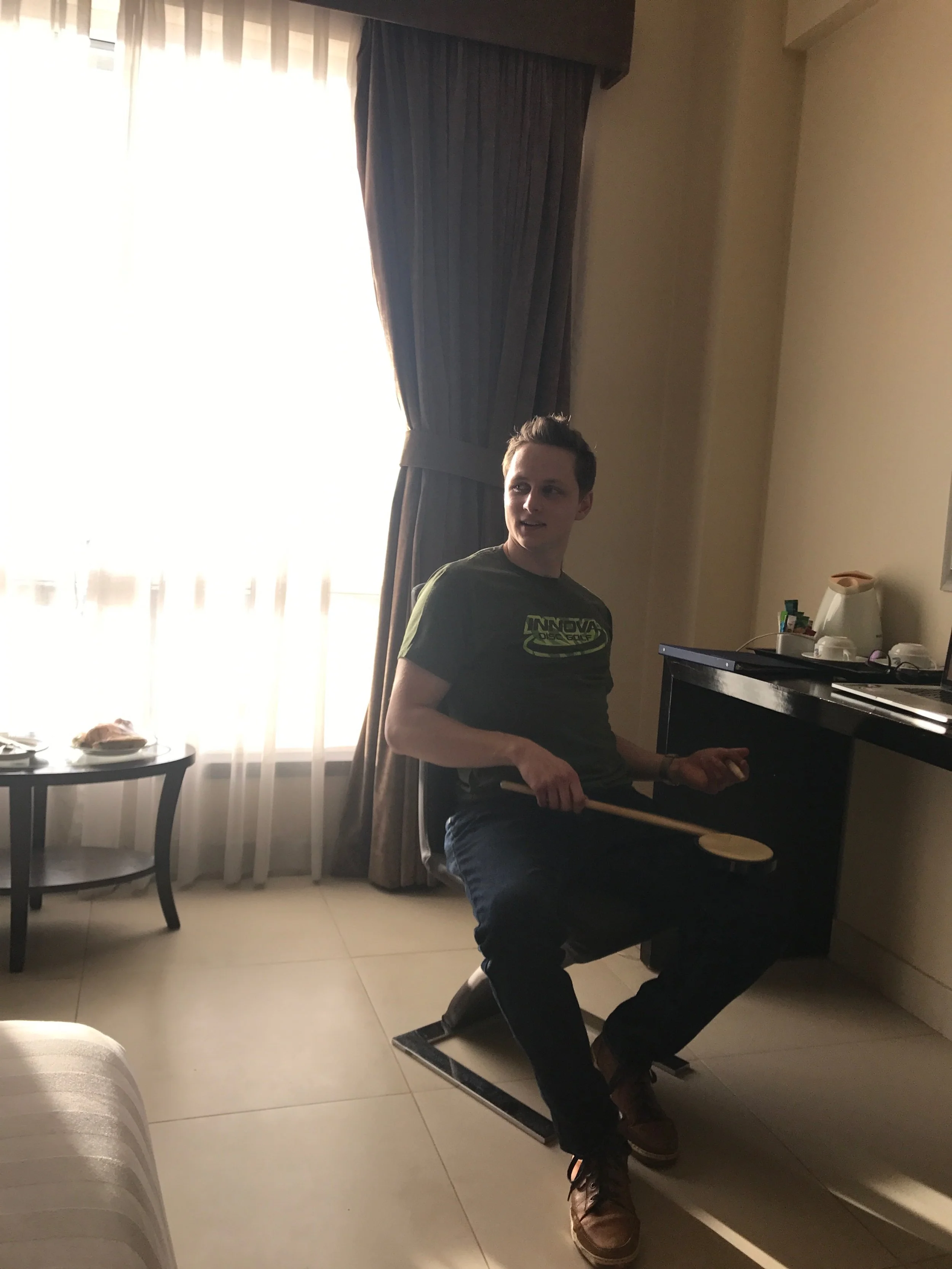 My first time in Pakistan, in a hotel room getting warmed up December 2018