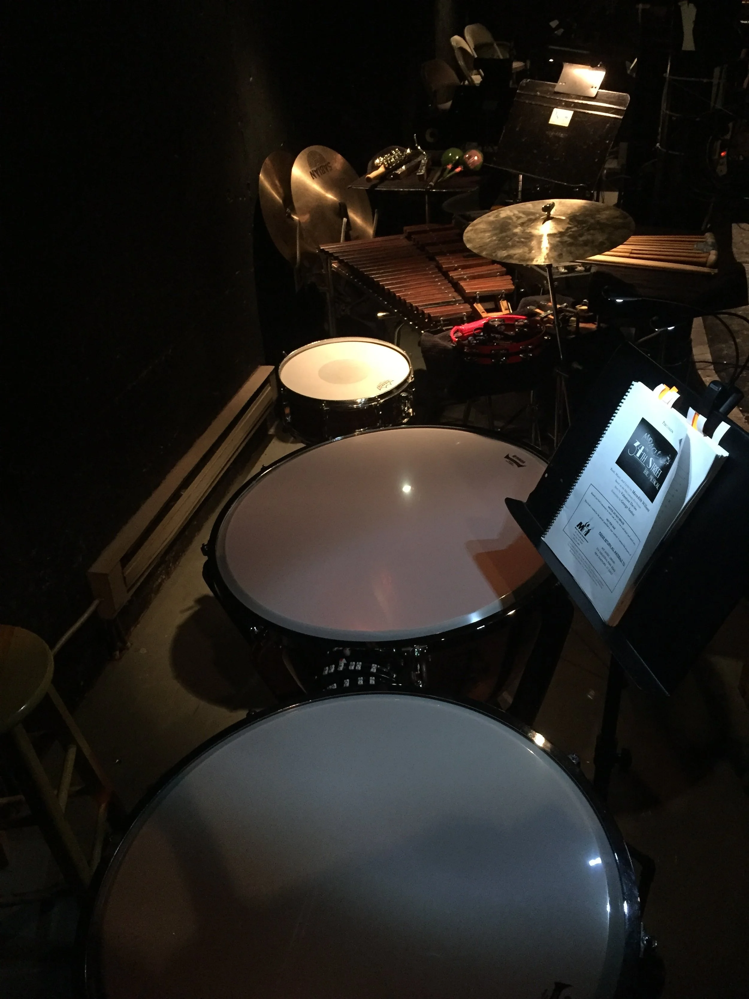 Percussion set up for "Miracle on 34th Street"