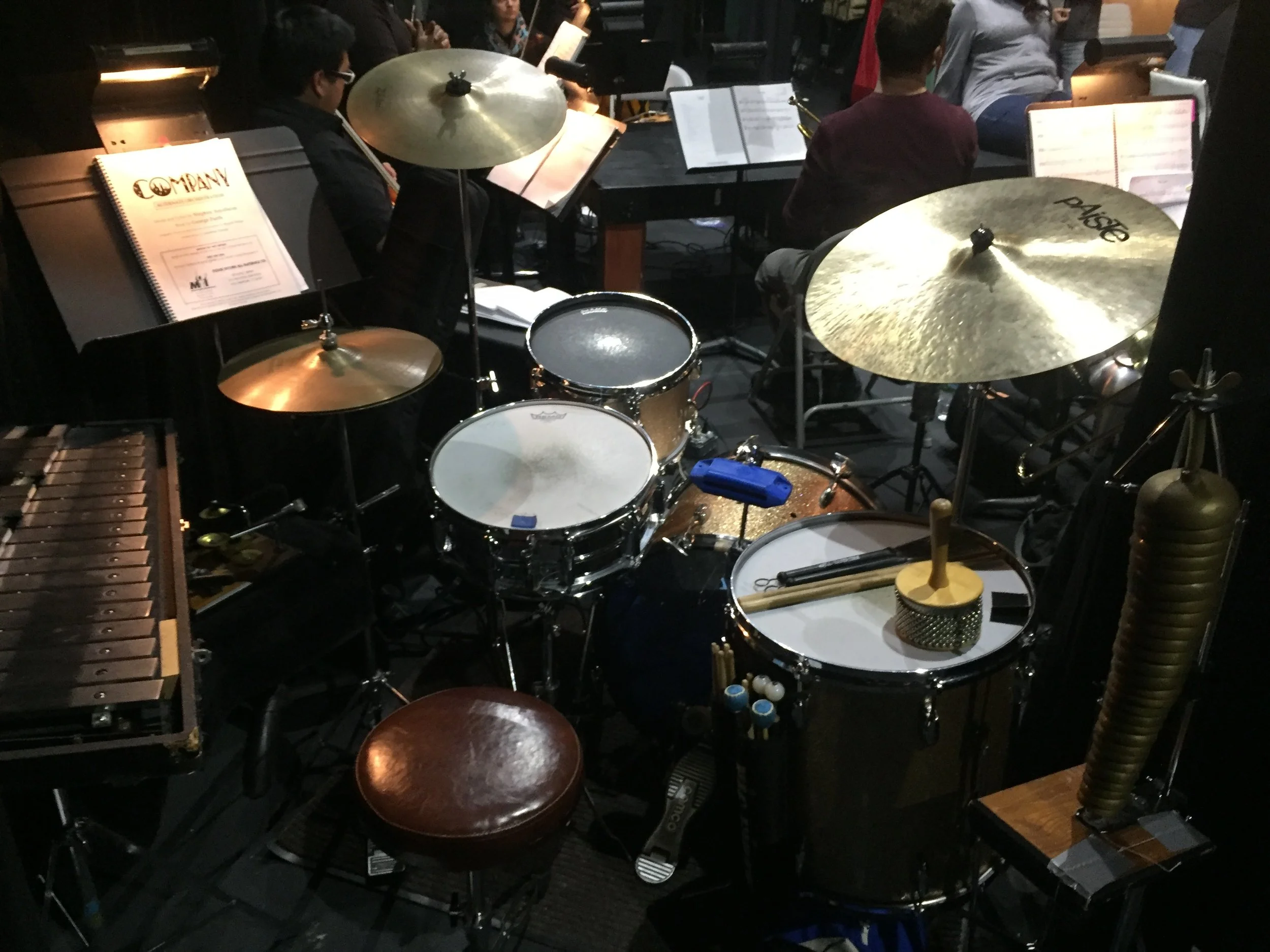 Drum set up for "Company"