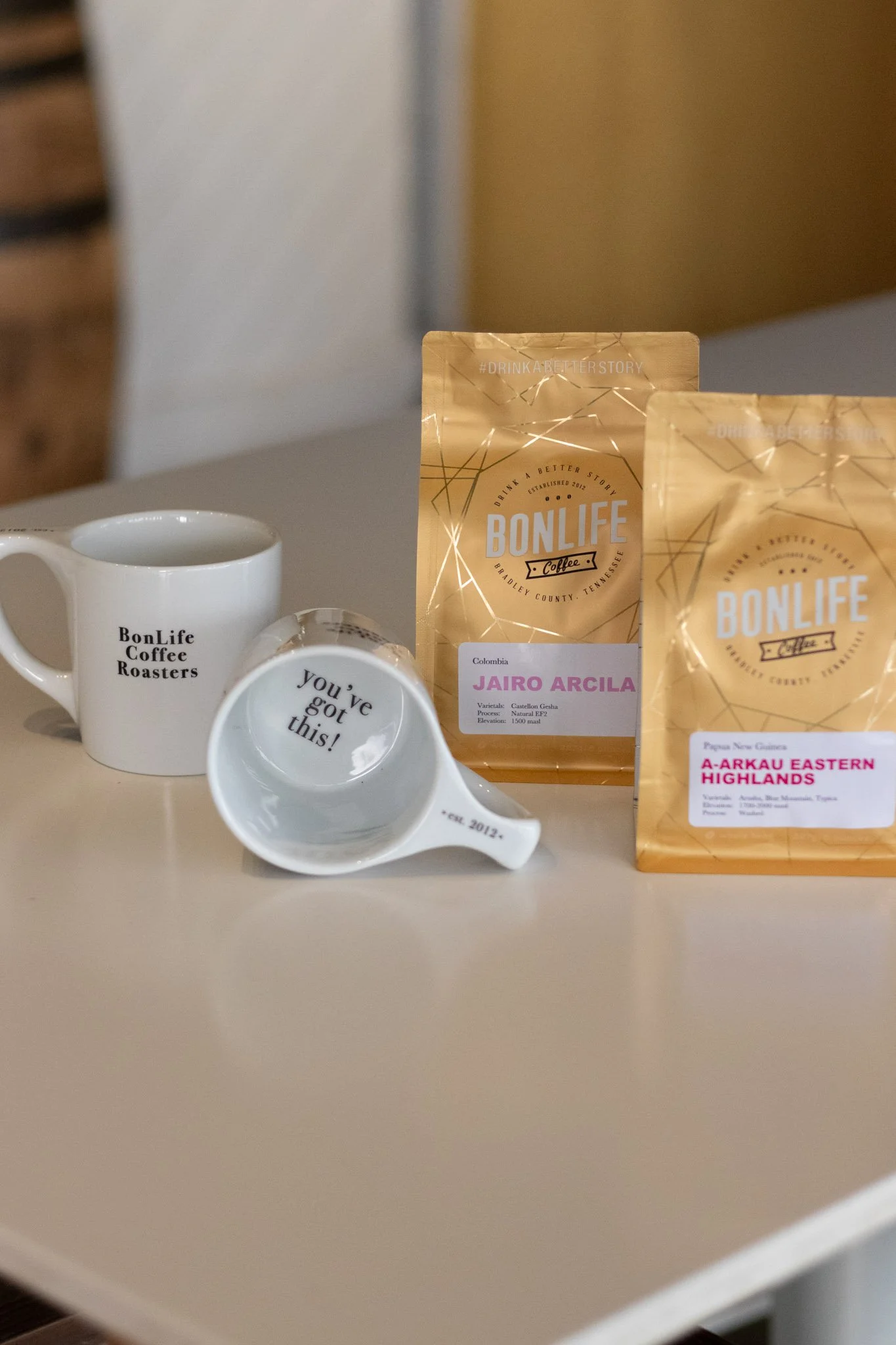 Valentine's Day specialty coffee single origin gift set ideas mugs and beans by award winning BonLife Coffee Roasters.