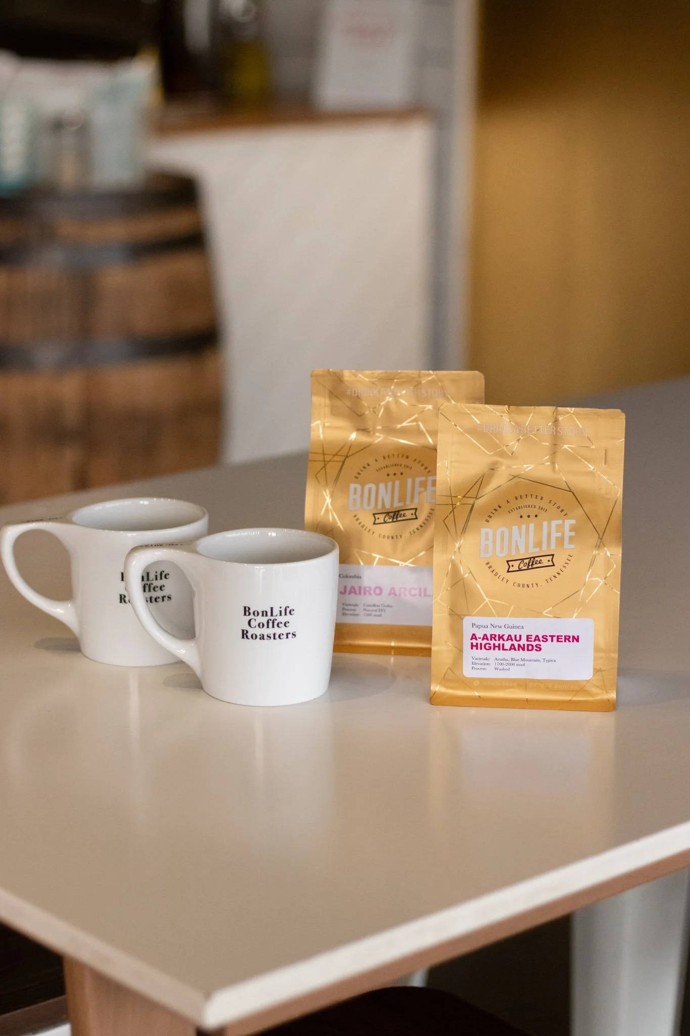 Valentine's Day specialty coffee single origin gift set ideas mugs and beans by award winning BonLife Coffee Roasters.