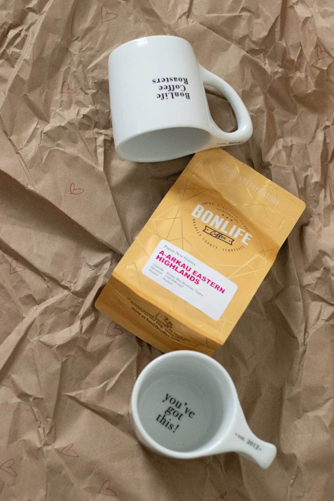 Valentine's Day specialty coffee single origin gift set ideas mugs and beans by award winning BonLife Coffee Roasters.