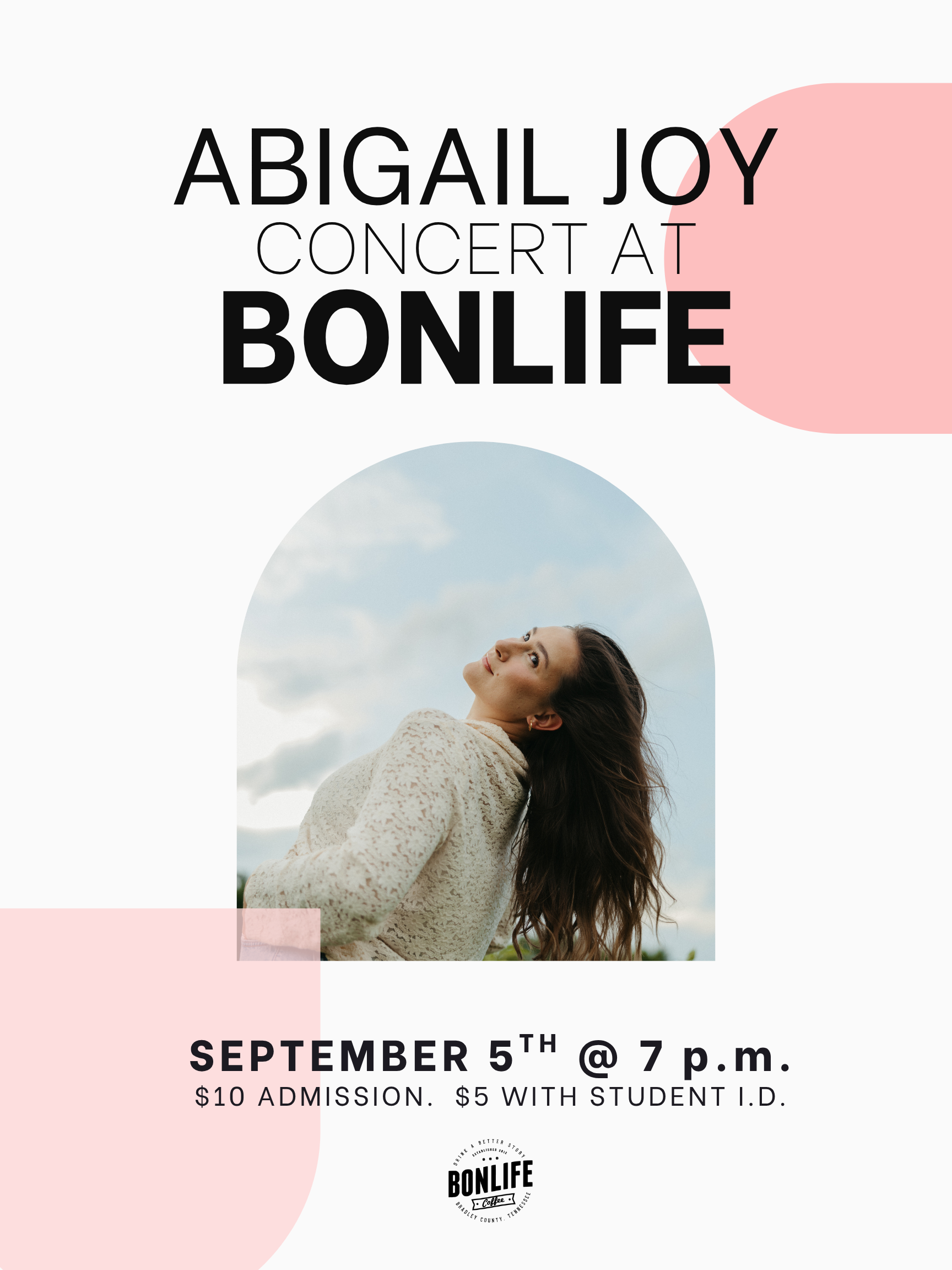 Abigail Joy music concert at BonLife Coffee Roasters cafe indie cheap concerts Chattanooga Tennessee.