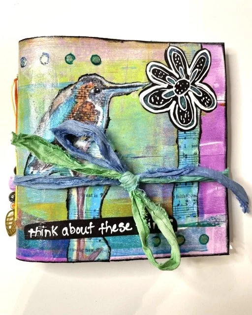 Hummingbird Basic Hand-bound Journal Original Art (5.5 Inch Square)