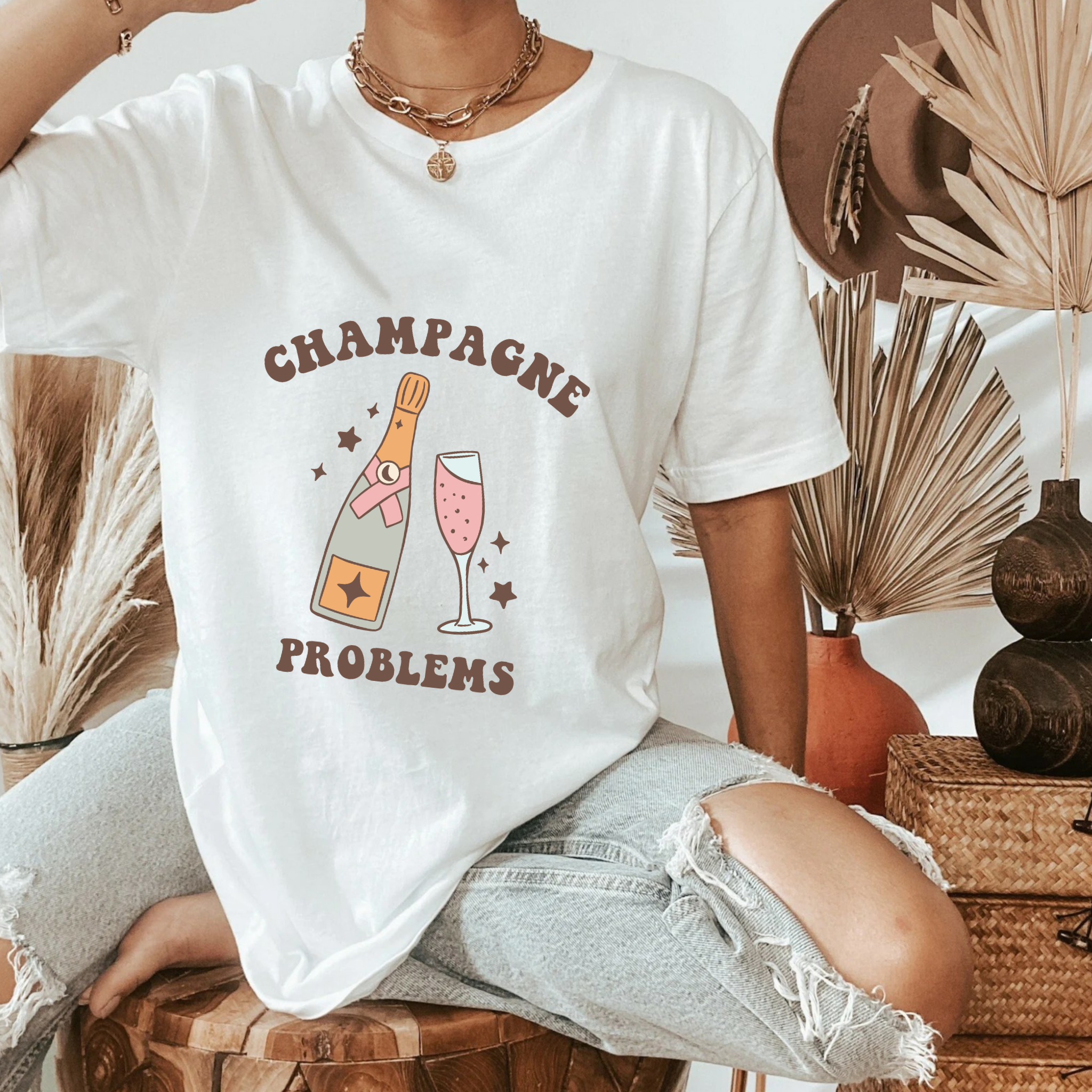 champagne problems white t-shirt.png