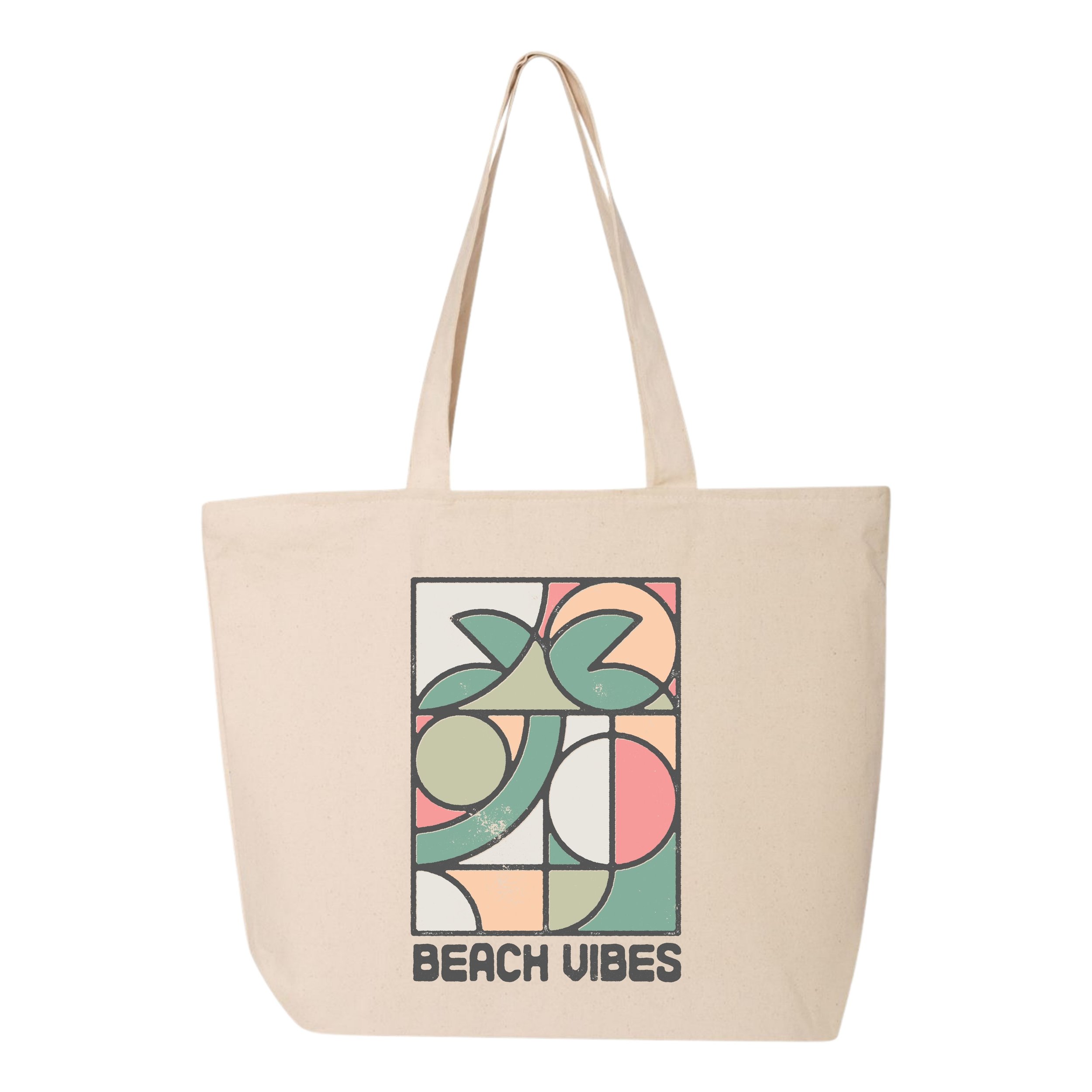 Beach Vibes Zippered Tote Bag