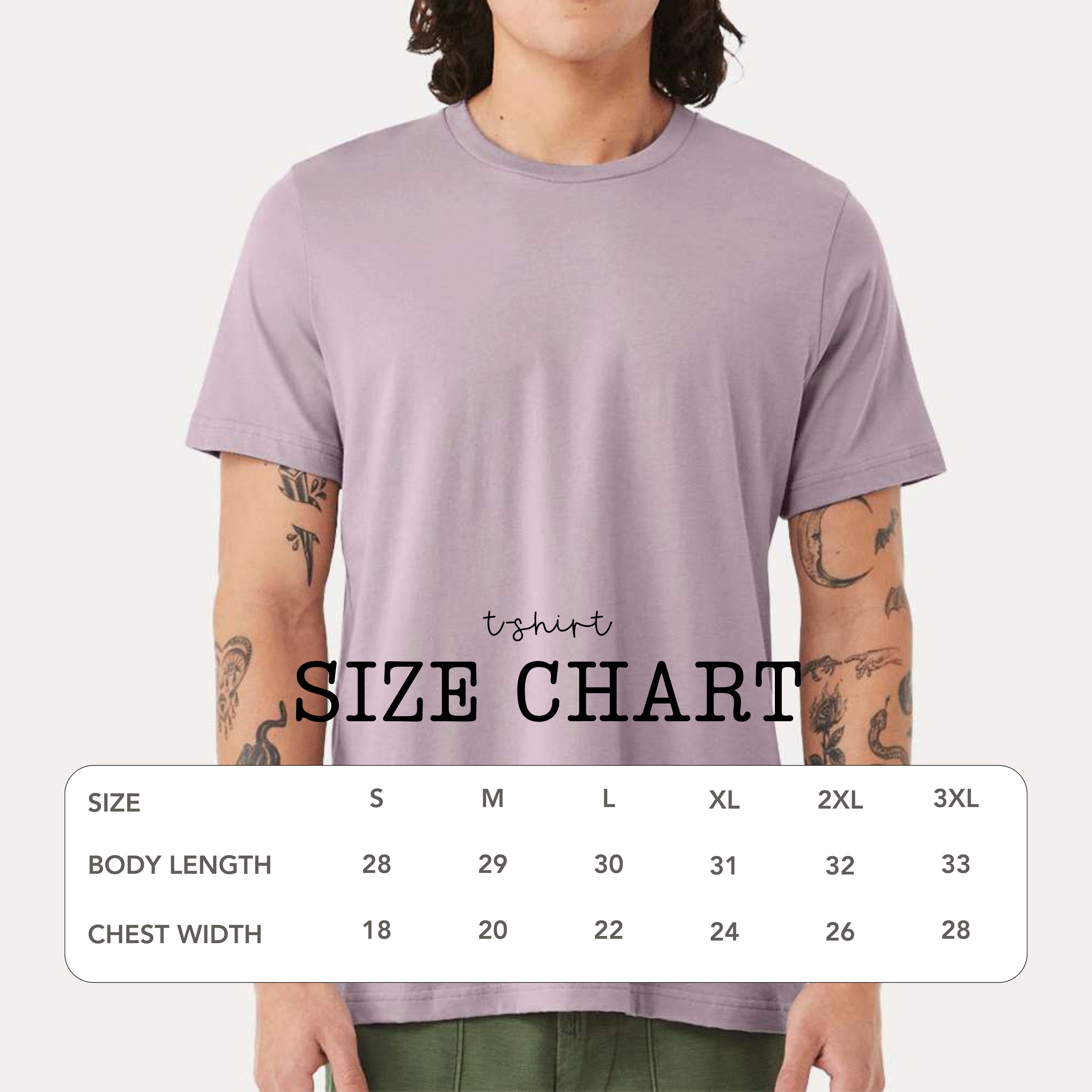 Bella + Canvas 3001 Unisex T-Shirt Size Chart.png