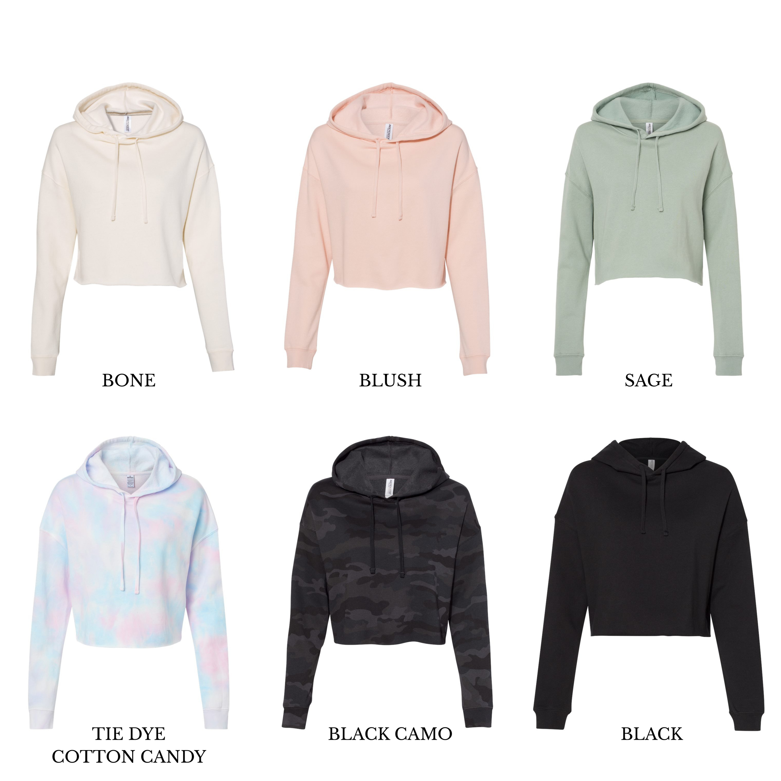 Independent Trading Company AFX64CRP Women's Cropped Hoodie Colour Chart.png