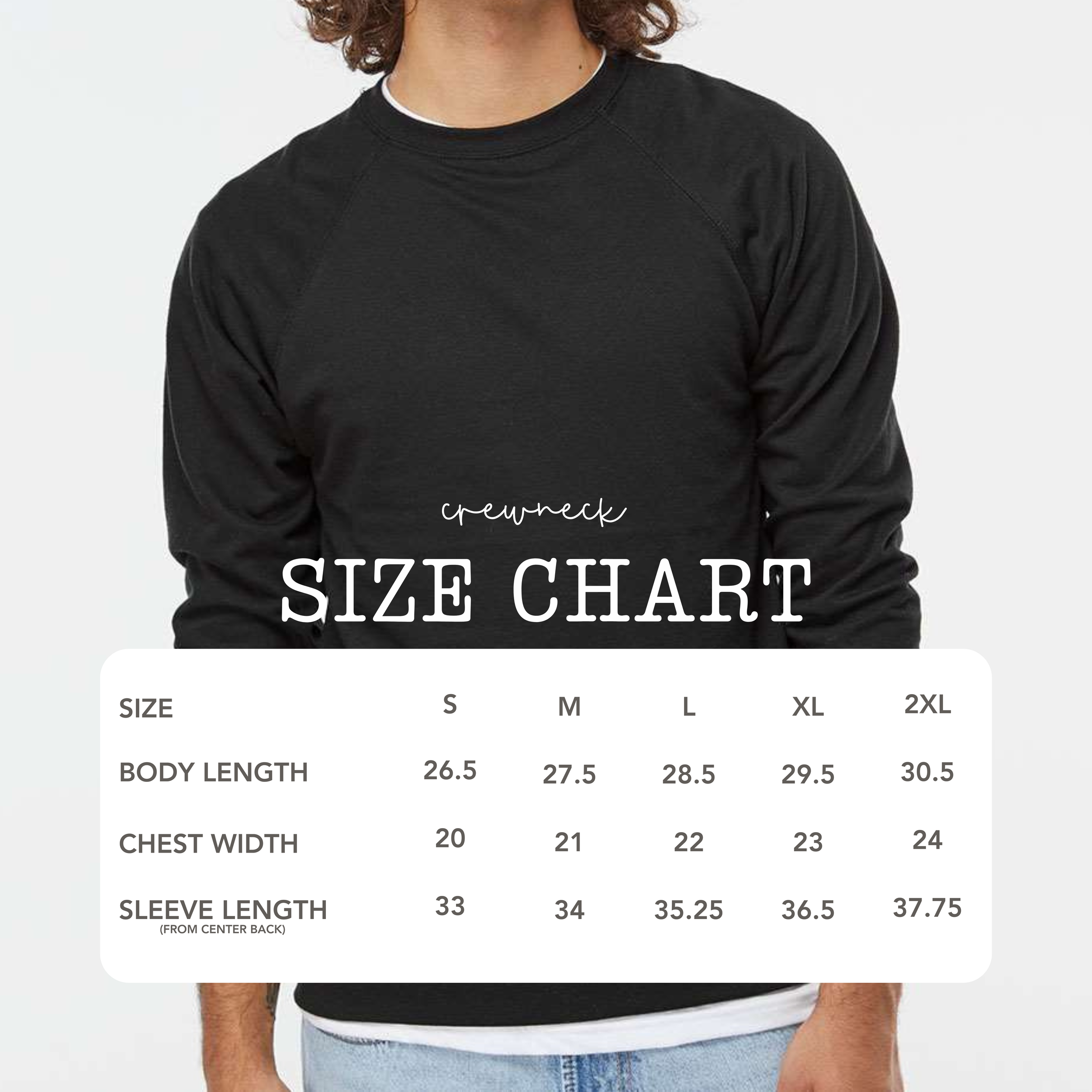 Independent Trading Company SS1000C Lightweight Crewneck Sweatshirt Size Chart.png