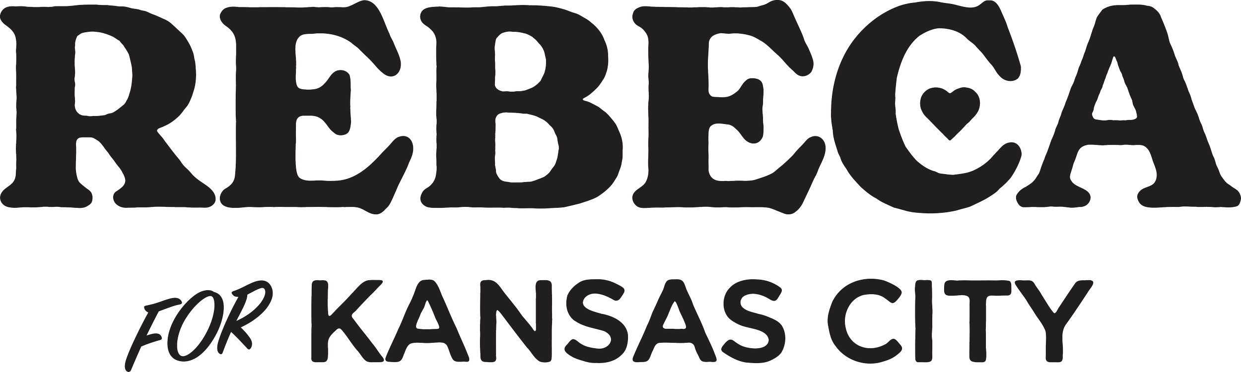 Black and white text graphic reading 'Rebeca for Kansas City'.