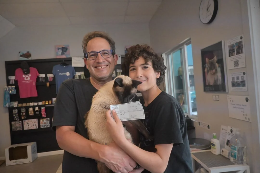 We love when people do service projects to raise money for our cats! 

For his Bar Mitzvah project, Elliott raised over $1000 for our cats by selling cookie mixes in his neighborhood. 

The funds will go towards Max&rsquo;s vet care, medical care for