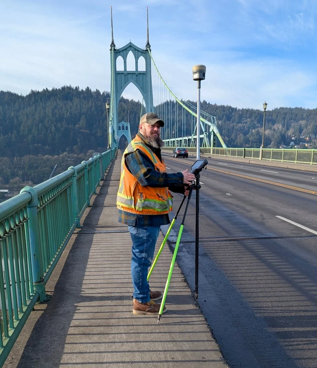 Austin Bennington hard at work at St. John's Bridge in Portland, Oregon