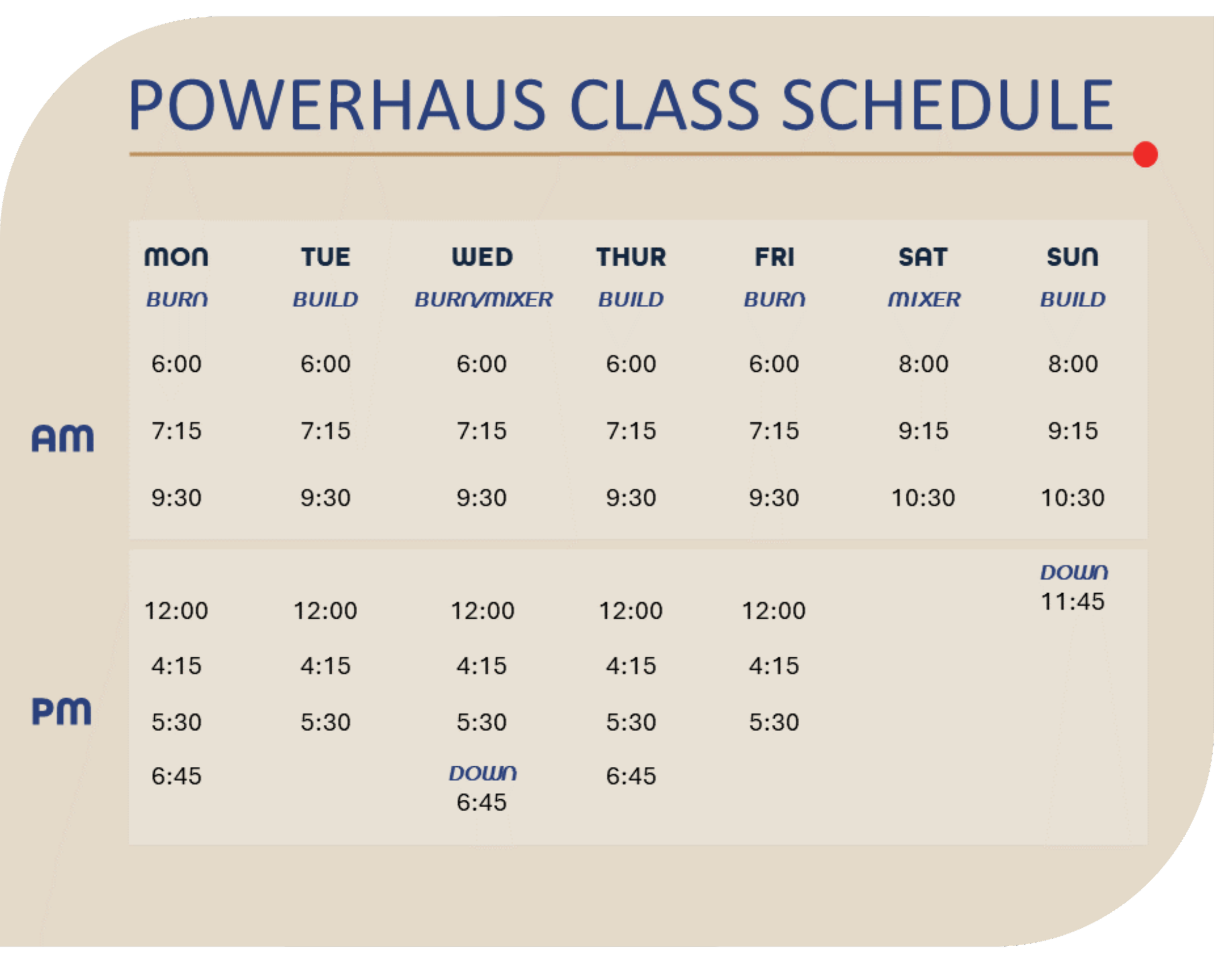 Workout Schedule Powerhaus workout-schedule-powerhaus