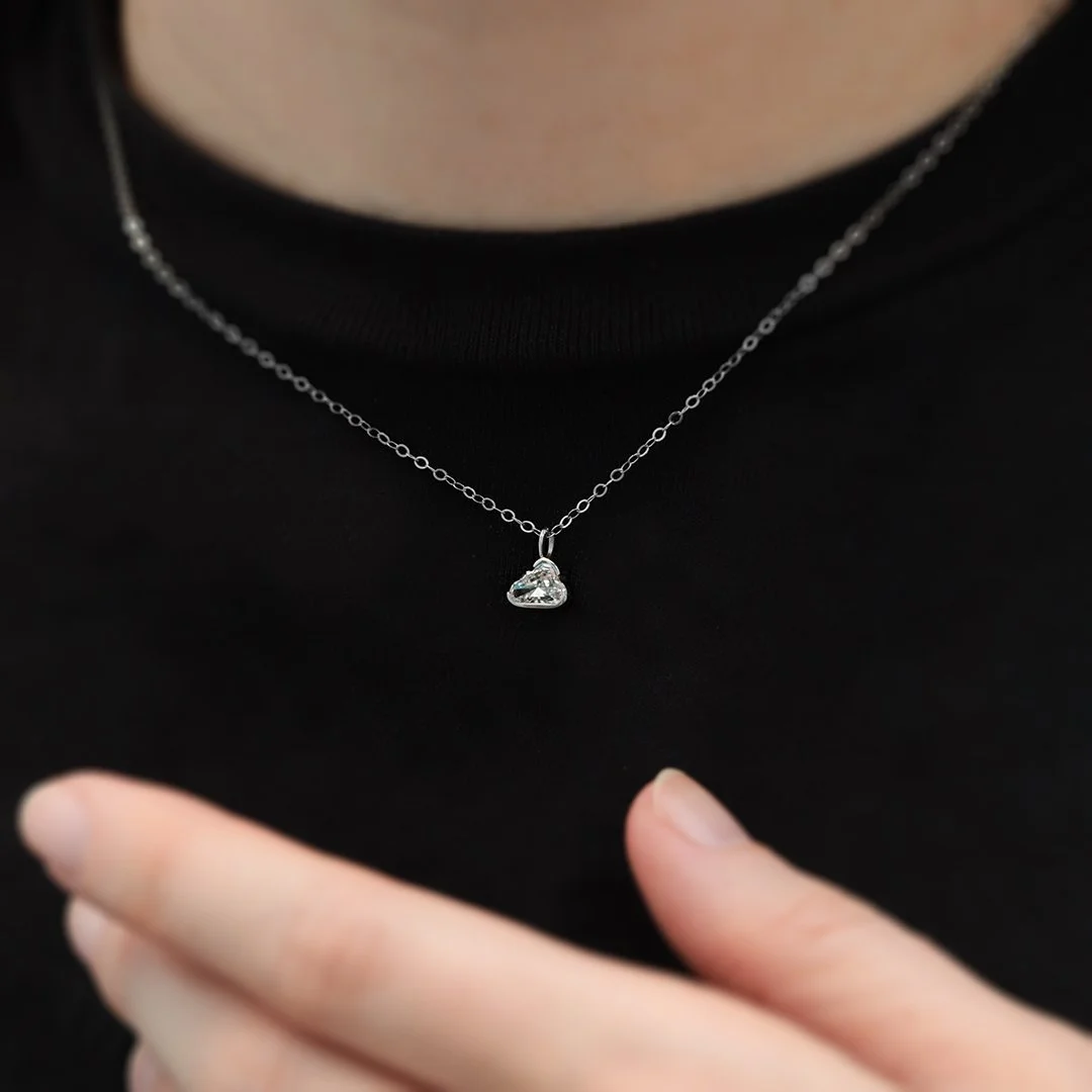 Collar de oro blanco 14K diamantes lab nube - TUGARIM
