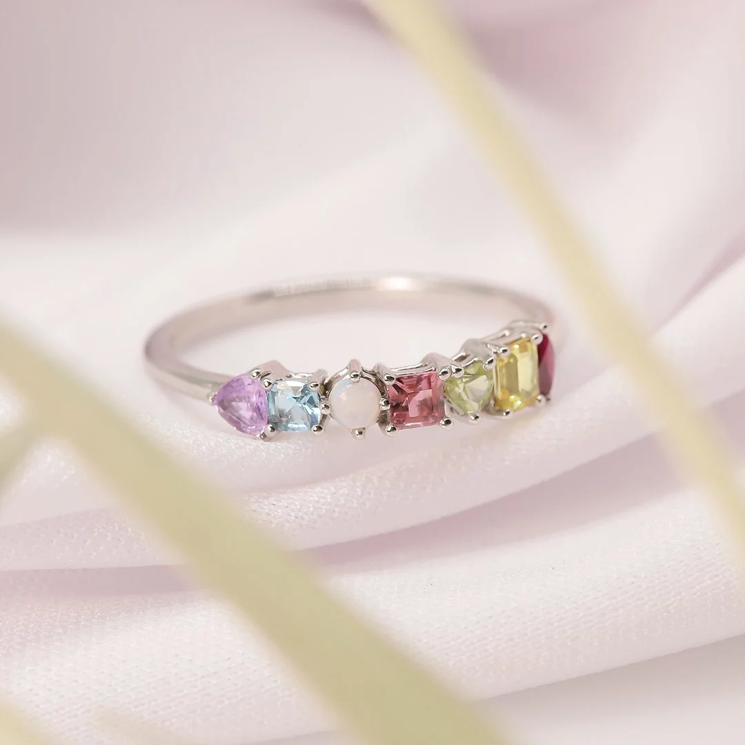 (Tutti Frutti) Churumbela de oro amarillo 14K con diferente tipo de gemas - TUGARIM