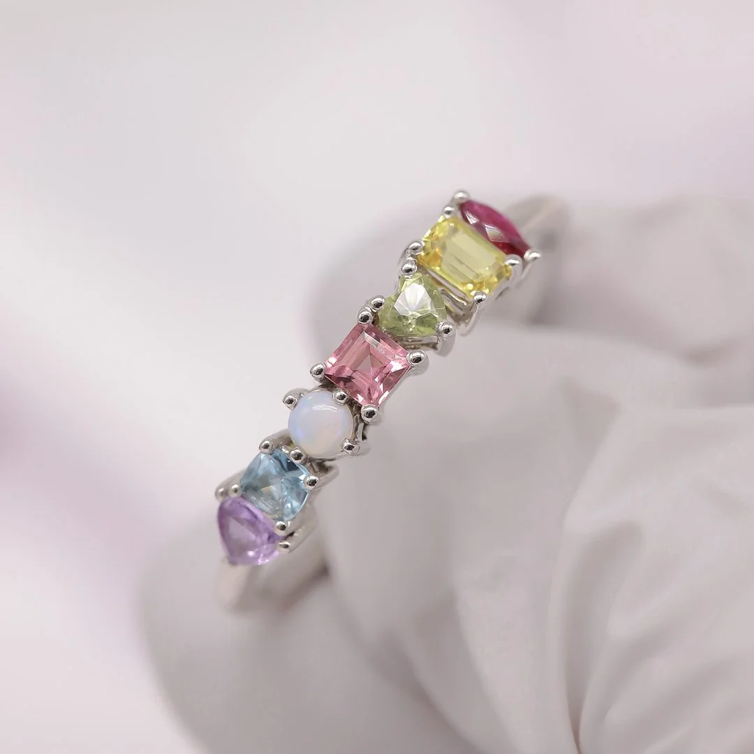 (Tutti Frutti) Churumbela de oro amarillo 14K con diferente tipo de gemas - TUGARIM