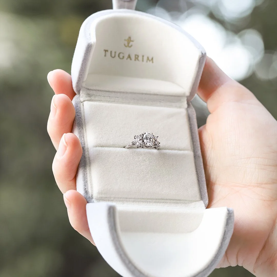 (Mermaid) Anillo de compromiso de oro blanco 14K con diamantes lab - TUGARIM