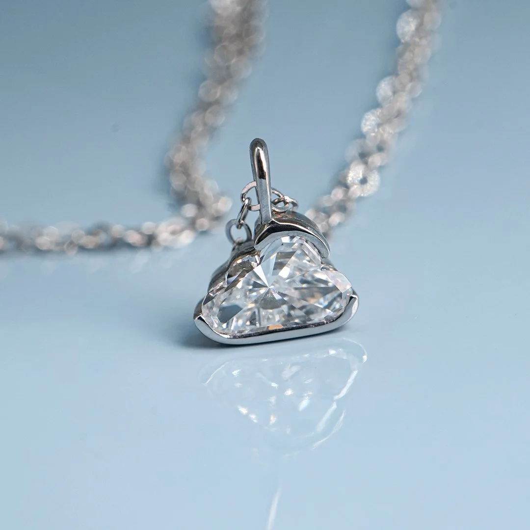 Collar de oro blanco 14K diamantes lab nube - TUGARIM