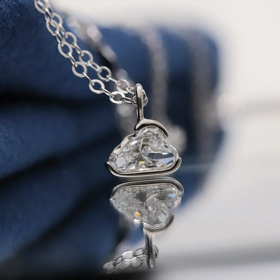 Collar de oro blanco 14K diamantes lab nube - TUGARIM