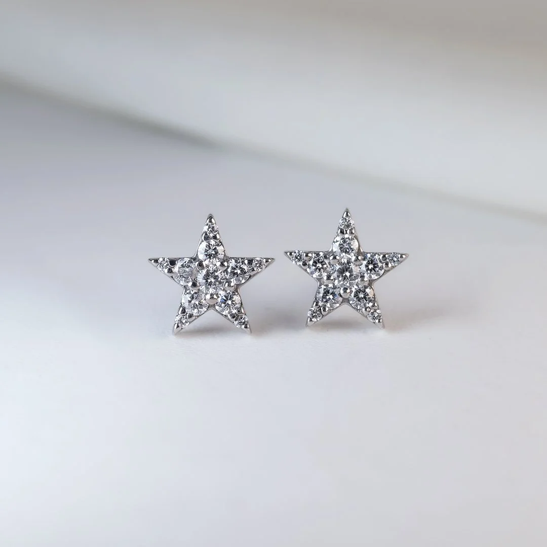 (Stern) Aretes oro 14K con diamantes lab - TUGARIM