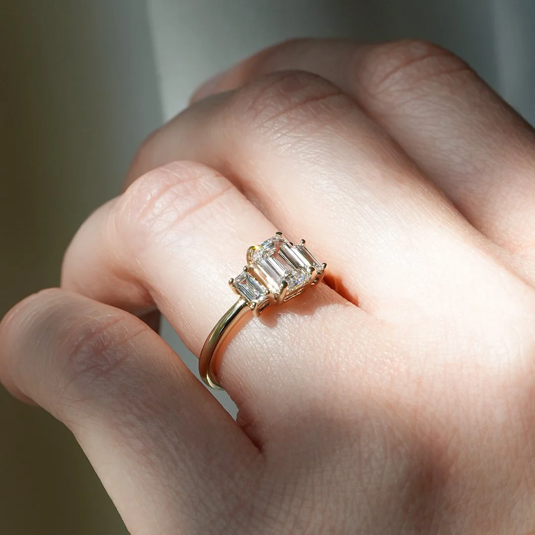 Anillo de compromiso de oro amarillo 14K con diamantes lab - TUGARIM