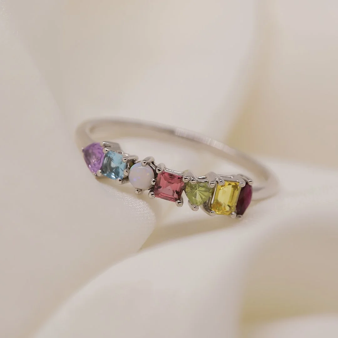 (Tutti Frutti) Churumbela de oro amarillo 14K con diferente tipo de gemas - TUGARIM