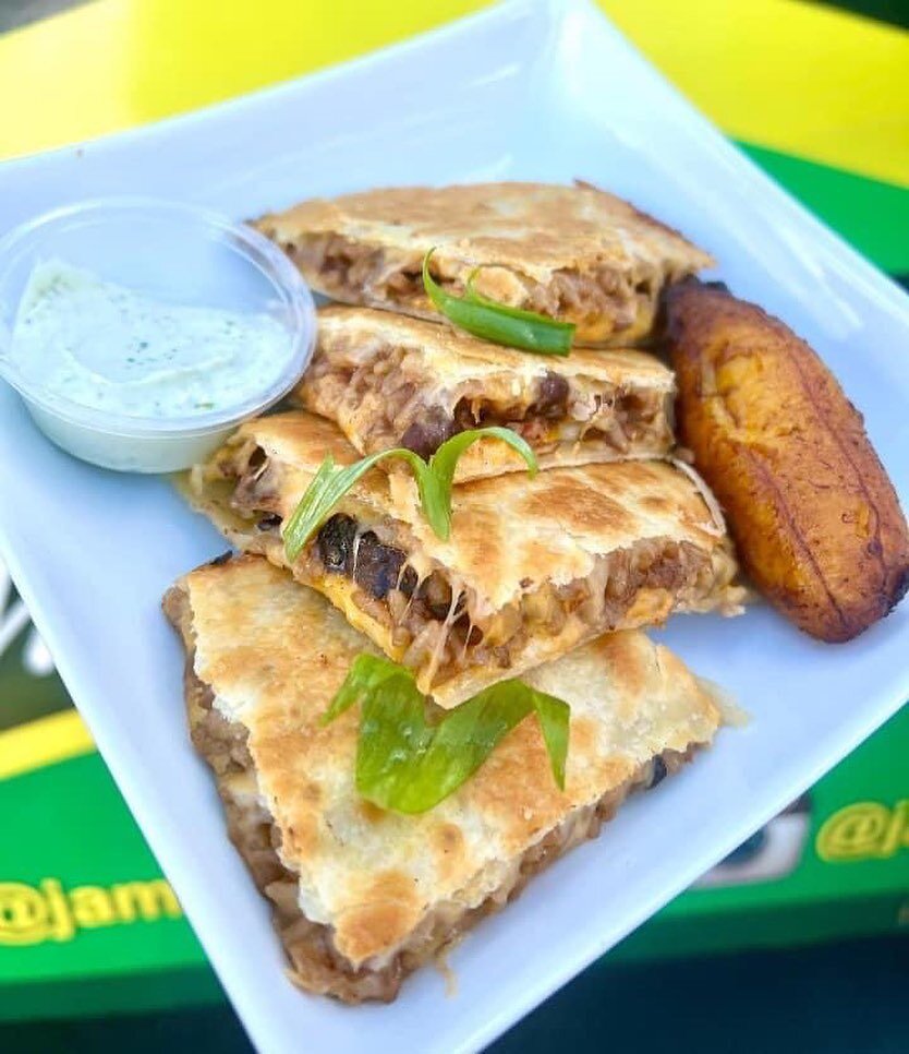 📸 credit: @ryans_food_adventures_ 
Food🍴: Jerk Chicken Quesadilla with our Homemade Cilantro Lime Sour Cream Sauce and Fried Plantain
.
.
💥💥SCHEDULE 4/11 - 4/17💥💥
.
#wearamask
#socialdistancing
#washyourhands
.
.
🇯🇲MON. 4/11
DINNER 5-8:30PM
S
