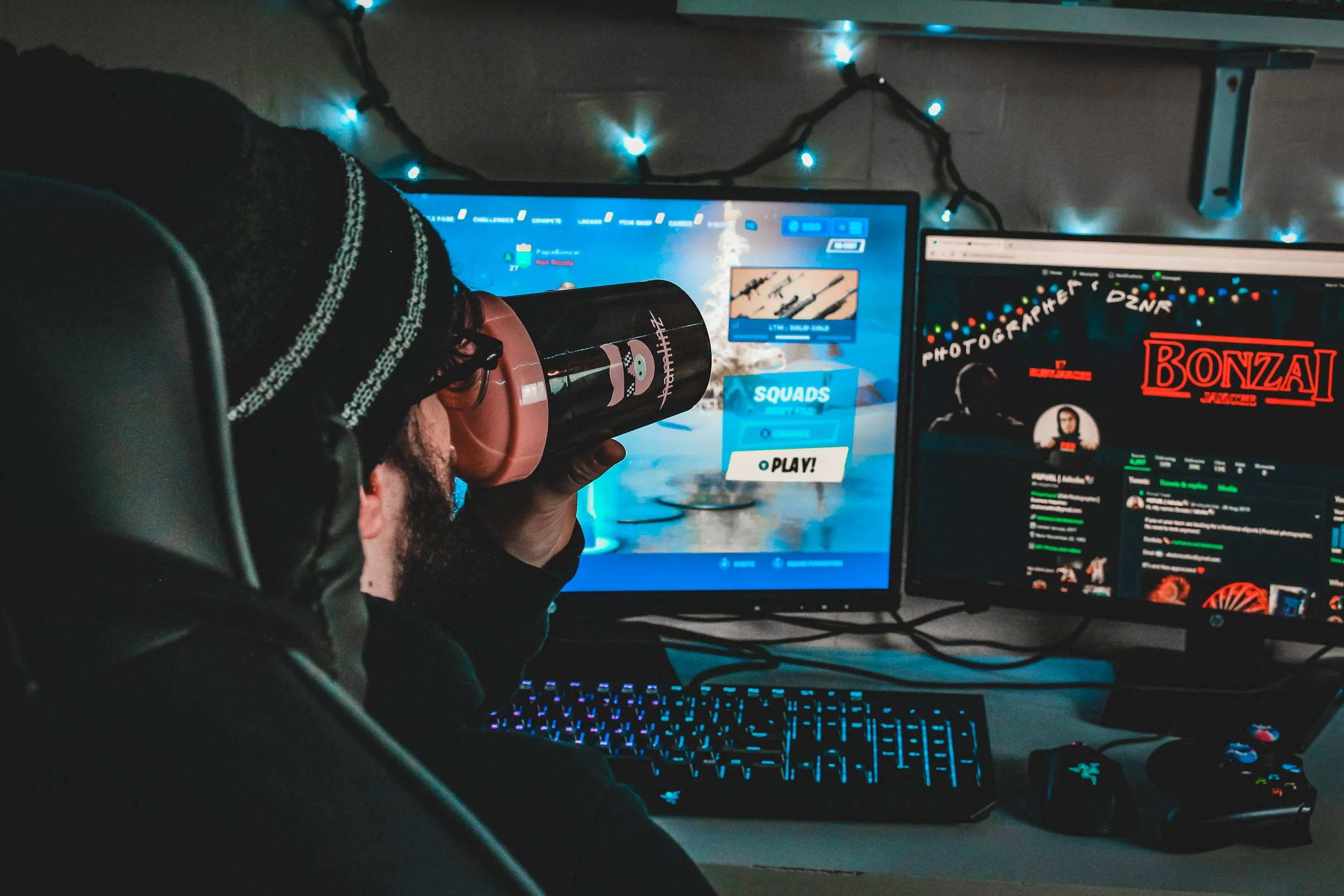 HAMLINZ SHAKER DRINKING IN FRONT OF COMPUTER.jpg