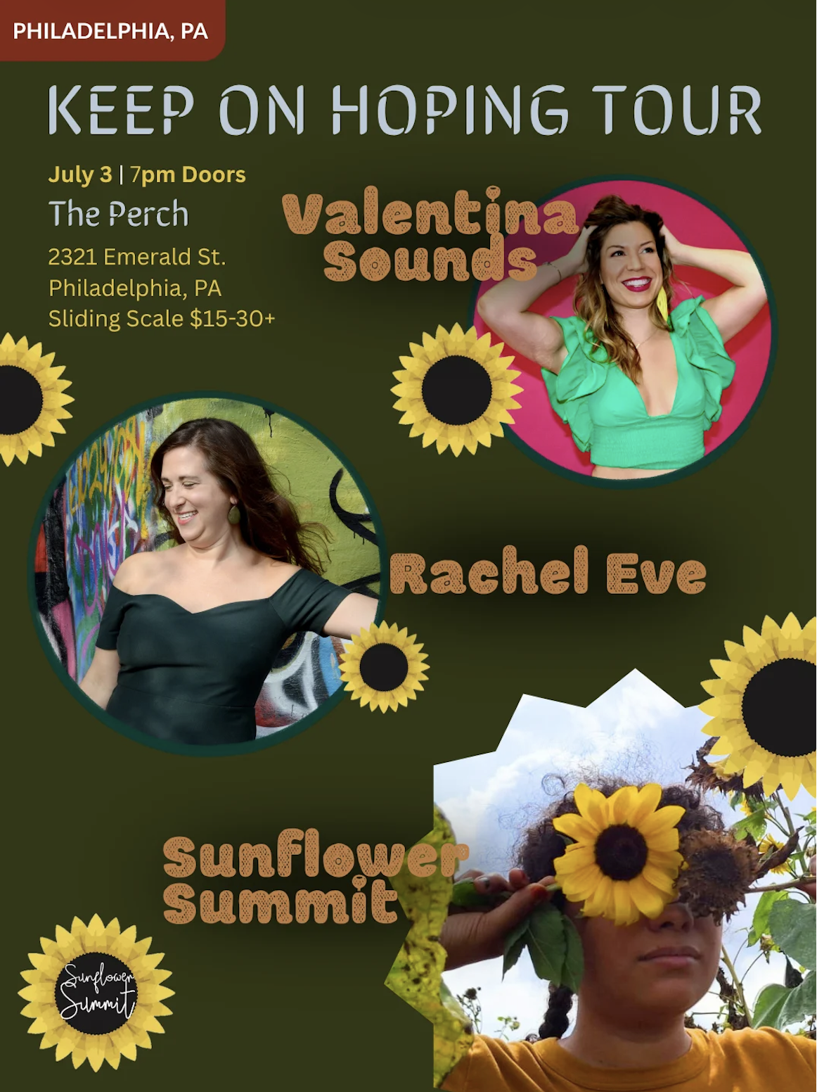 Sunflower Summit "Keep on Hoping" Tour with Valentina Sounds and Rachel Eve