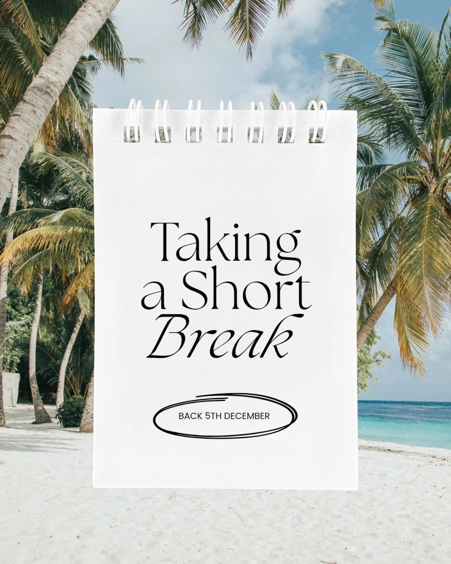 ✈️💆&zwj;♀️🌊🌴🌅🍸

See you back from the 5th of December for Blissful Treatments 🩵