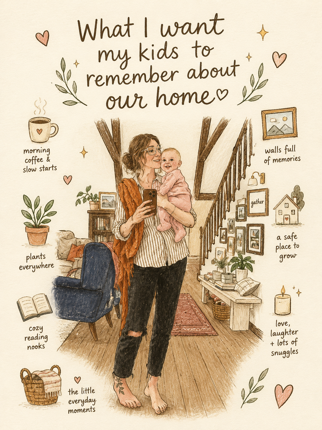      
  
      A LETTER TO MY CHILDREN    What I Want You to Remember About   Our Home      Someday you'll have your own walls, your own kitchen smells, your own routines. And I hope you carry pieces of ours into all of it        O1  A Warm Drink Wa