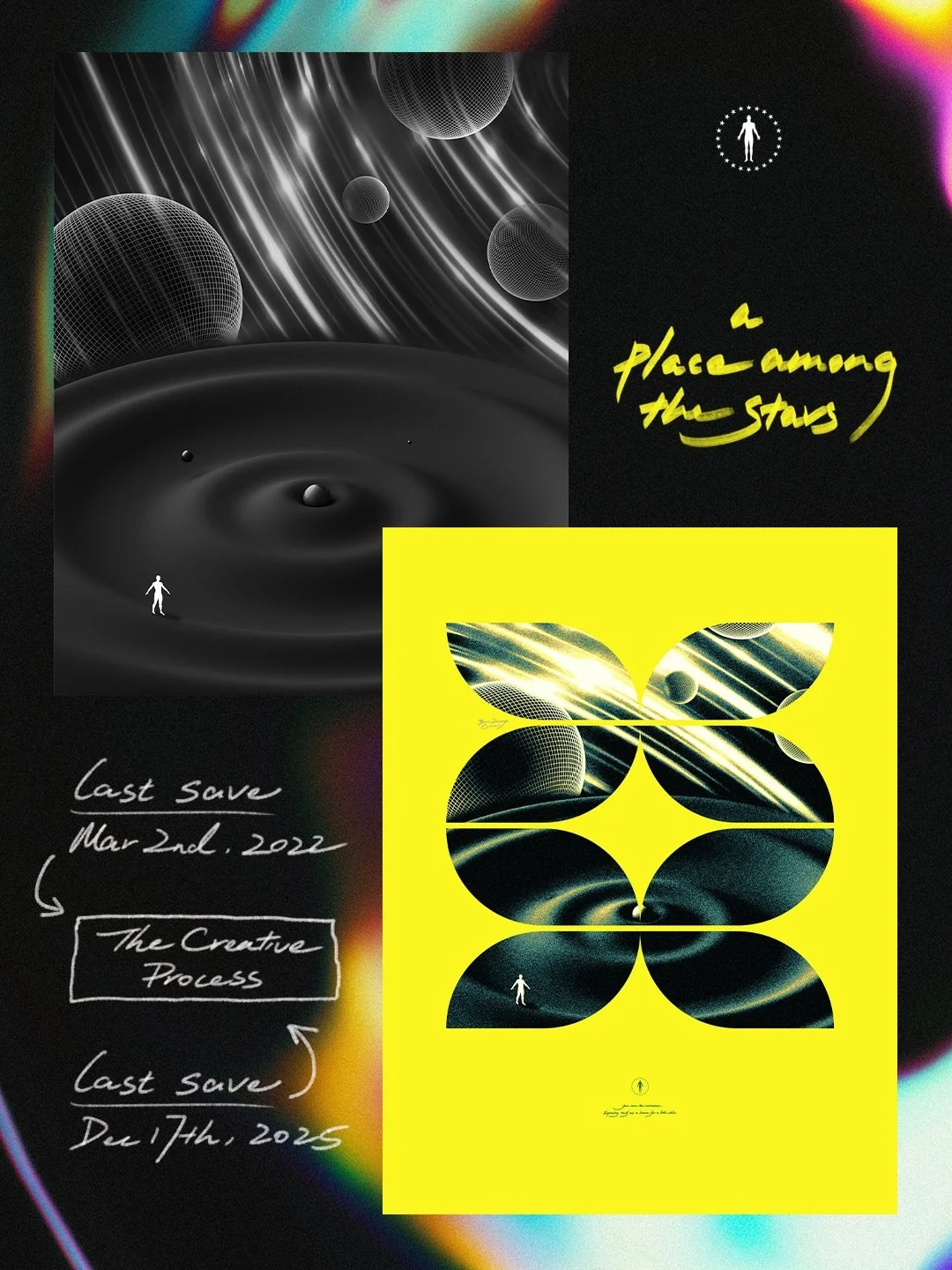 creative process: a place among the stars
a visual journey through time
#CreativeProcess #GraphicDesign #VisualStorytelling #lettering #braindamagecreative