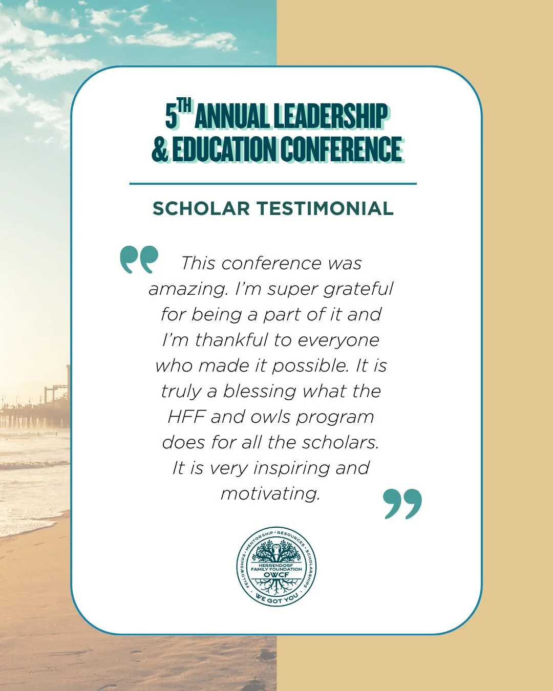 Captured from our 5th Annual Leadership &amp; Education Conference -  a scholar&rsquo;s experience in their own words, and we couldn&rsquo;t be more proud 💙