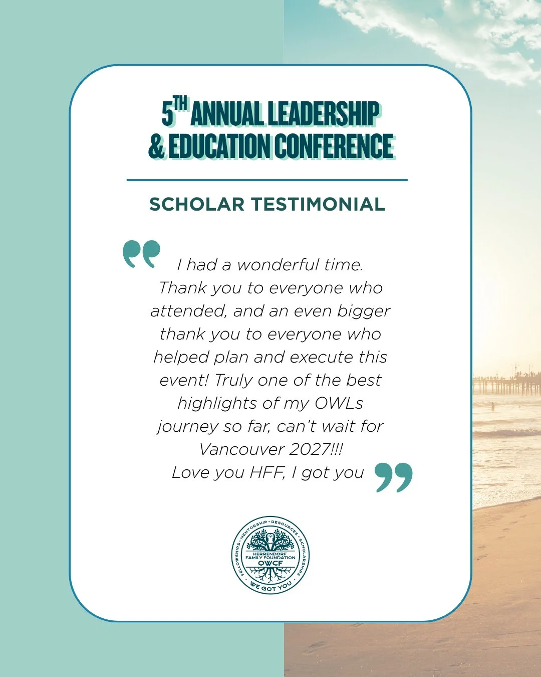 Real impact, real voices, real growth. 🌿⁠
⁠
A testimonial from one of our scholars at the 5th Annual Leadership &amp; Education Conference. We love seeing how our "We Got You" tagline has evolved into our scholars returning the love right 
