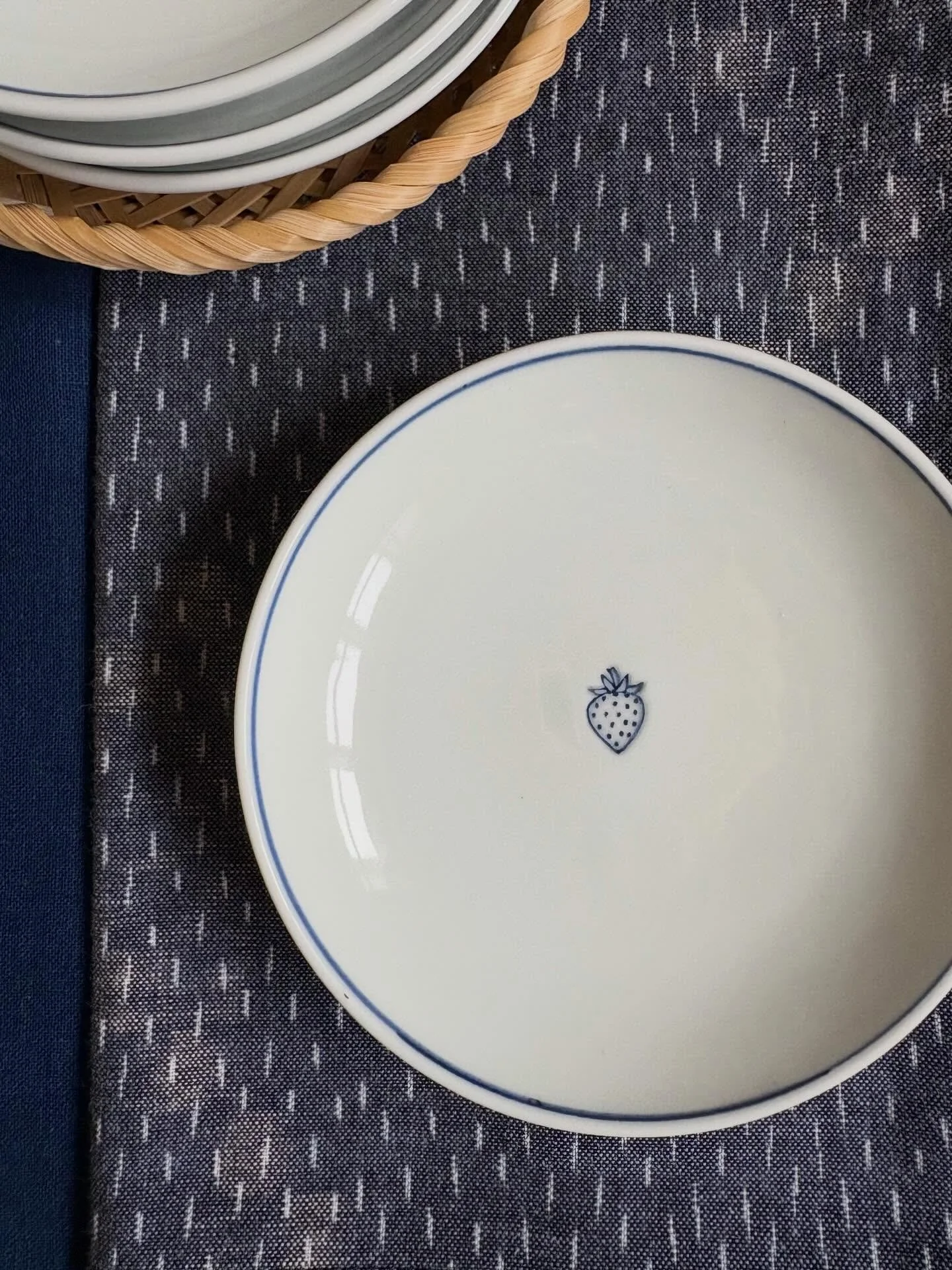 An Indigo Kutani Petit Plate just waiting for those first strawberries of the season.