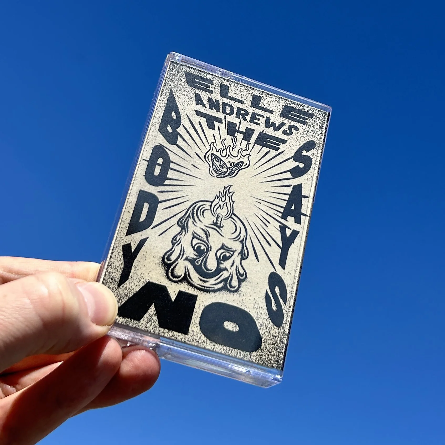 Elle Andrews - "The Body Says No" cassette mixtape cover illustration & layout. Original artwork drawn by hand, then vectorised & edited in Adobe Illustrator.