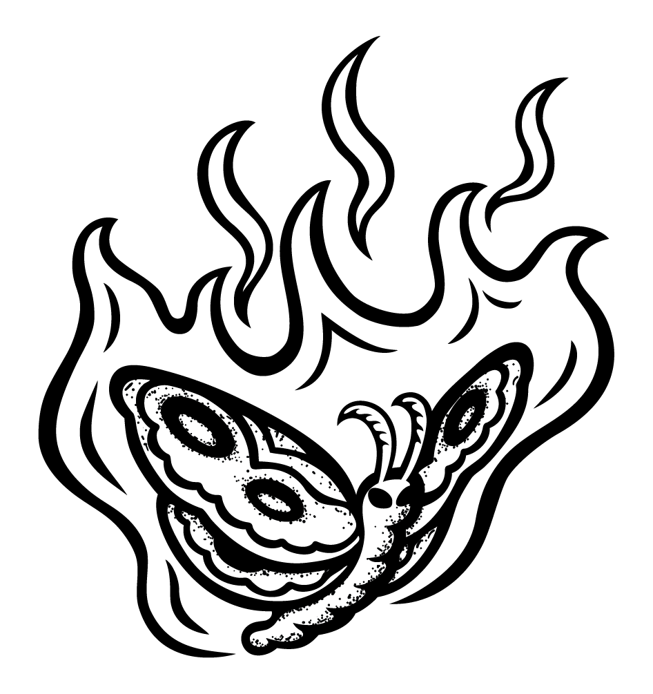 Burning moth close up