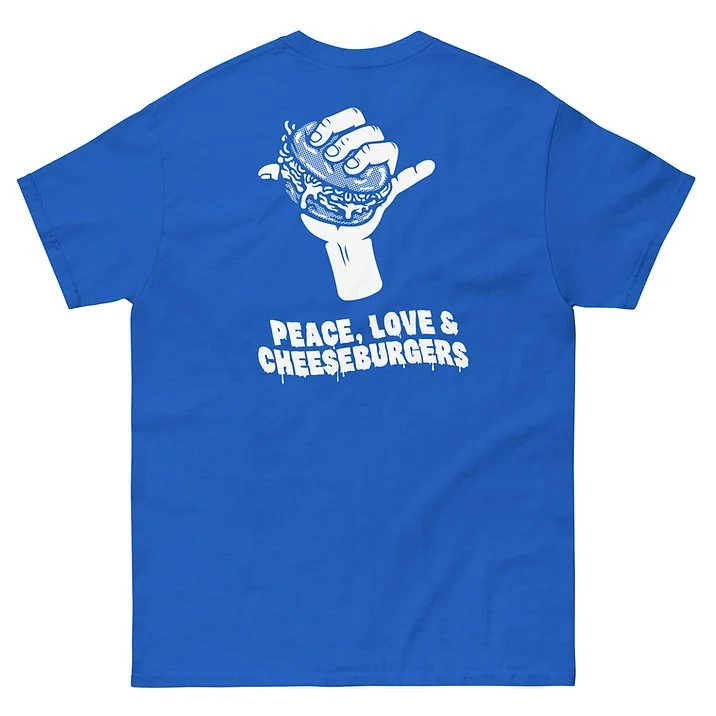 This variation was a large back print & available on a wide range of T-shirt colours.