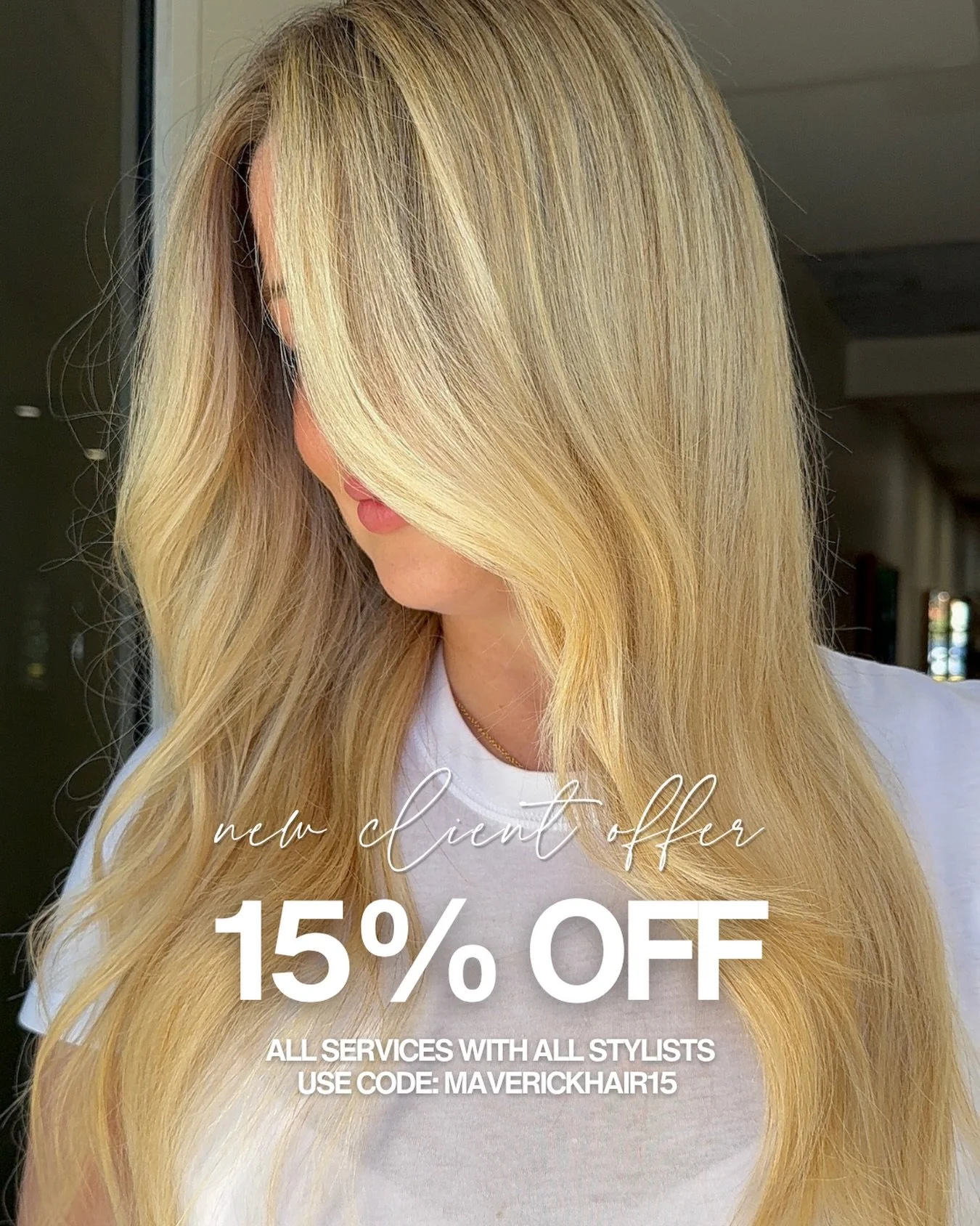 Calling all first time salon clients 🚨✂️

Take advantage of our NEW CLIENT OFFER ❤️&zwj;🔥

15% off your first booking at our salon - add code &lsquo;MAVERICKHAIR15&rsquo; to the Discounts section when booking your appointment online.

#maverickhair