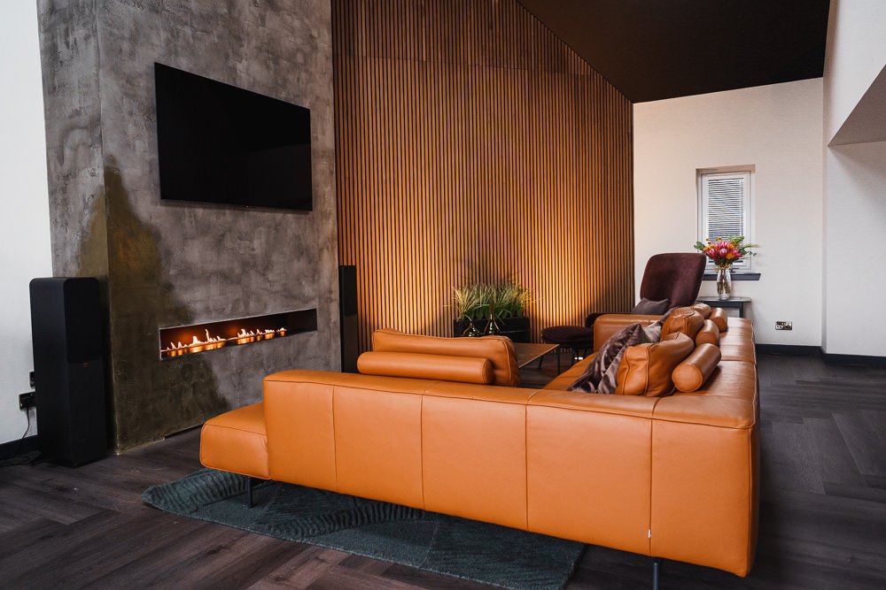 Urban concrete feature with metal accents