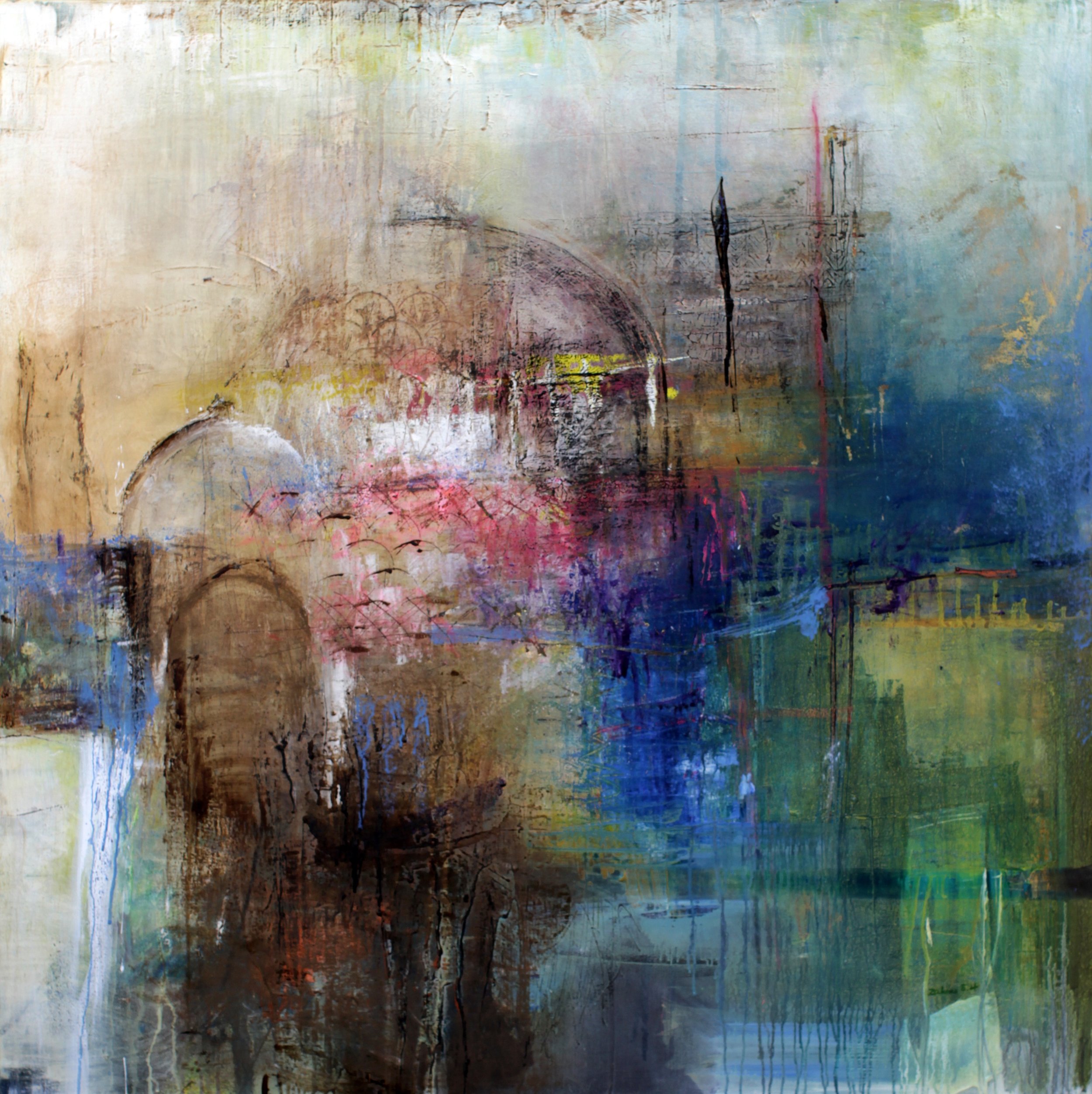 Fragments 4, Oil and acrylic on canvas, 122 x 122 cm