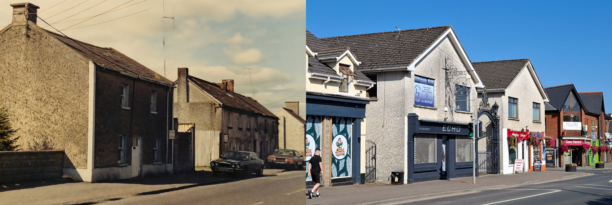 Main St incl Foley's House (now Echo). 
1977-78. 
Photo by Phonsie McEntaggart