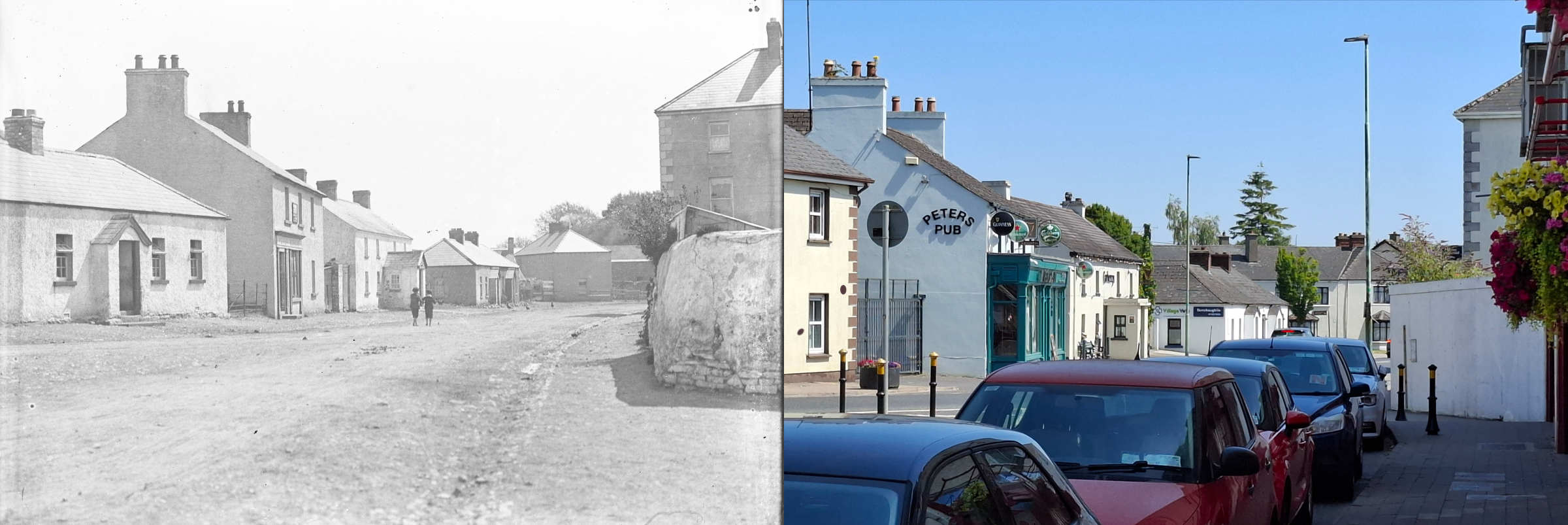 Murray's (now Peter's Pub) opposite the Fingall Arms (now Sherry FitzGerald Sherry). 
c 1900. 
Photo by Peadar Murray