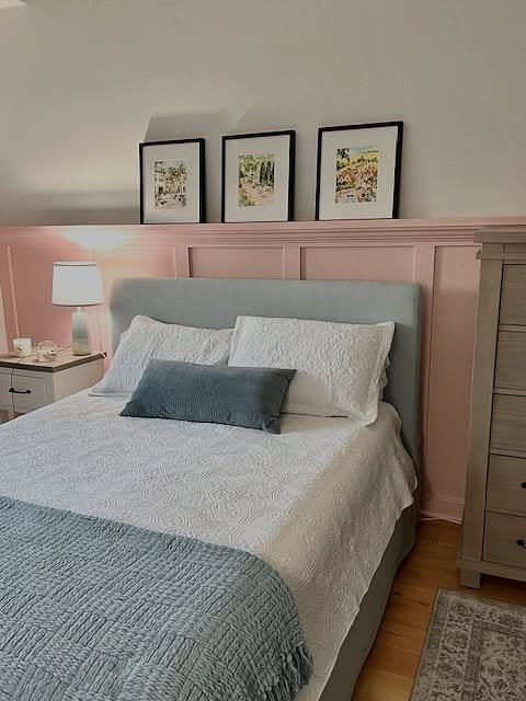 From bland to beautiful, this client told me a relative told her that this shade of pink was &ldquo;too young&rdquo; for her, but she decided she wasn&rsquo;t going to take that advice. I love that she stuck with her gut. The color scheme turned out 